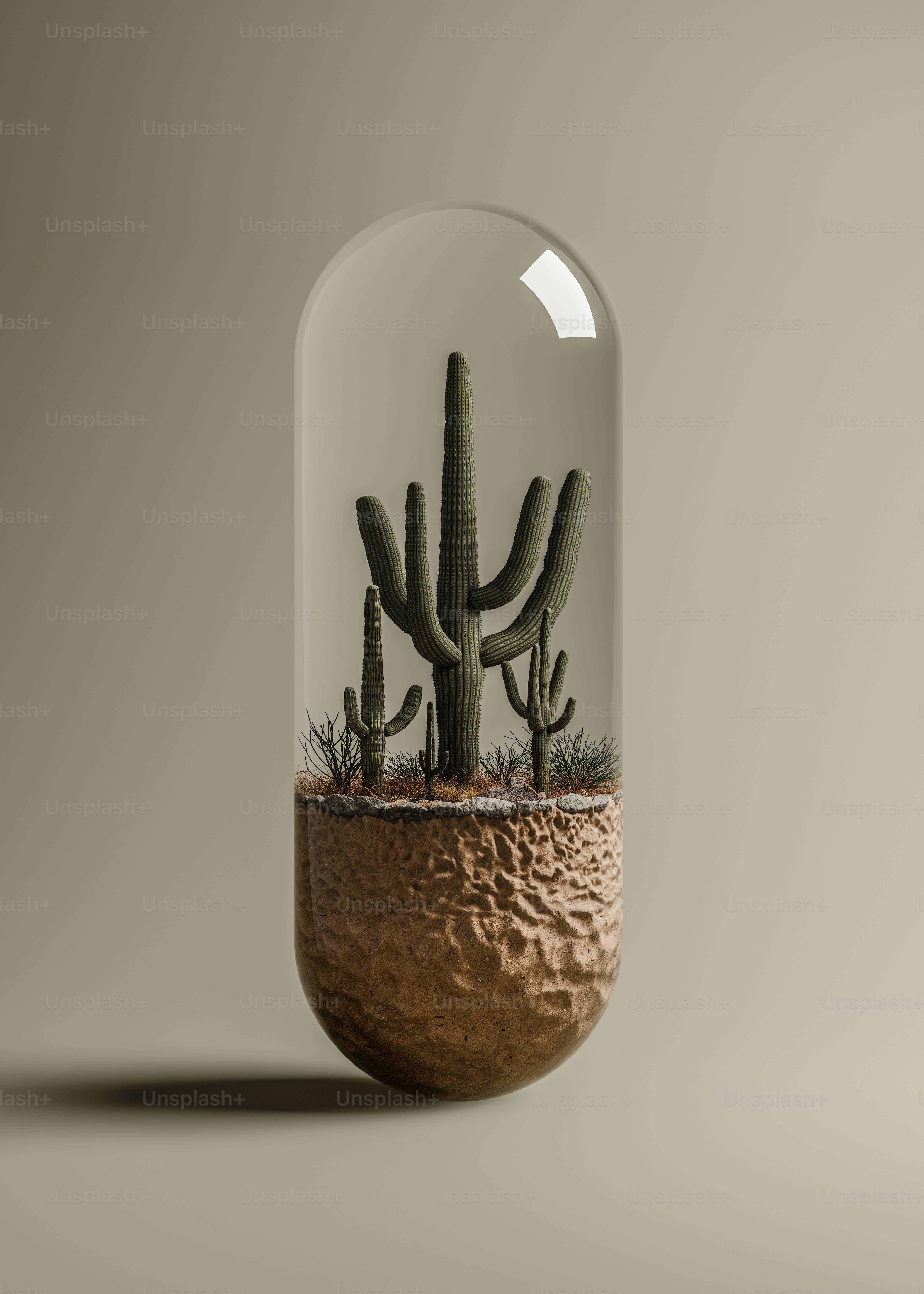 Cacti inside a transparent capsule on a neutral background photo   Sustainability Image on Unsplash