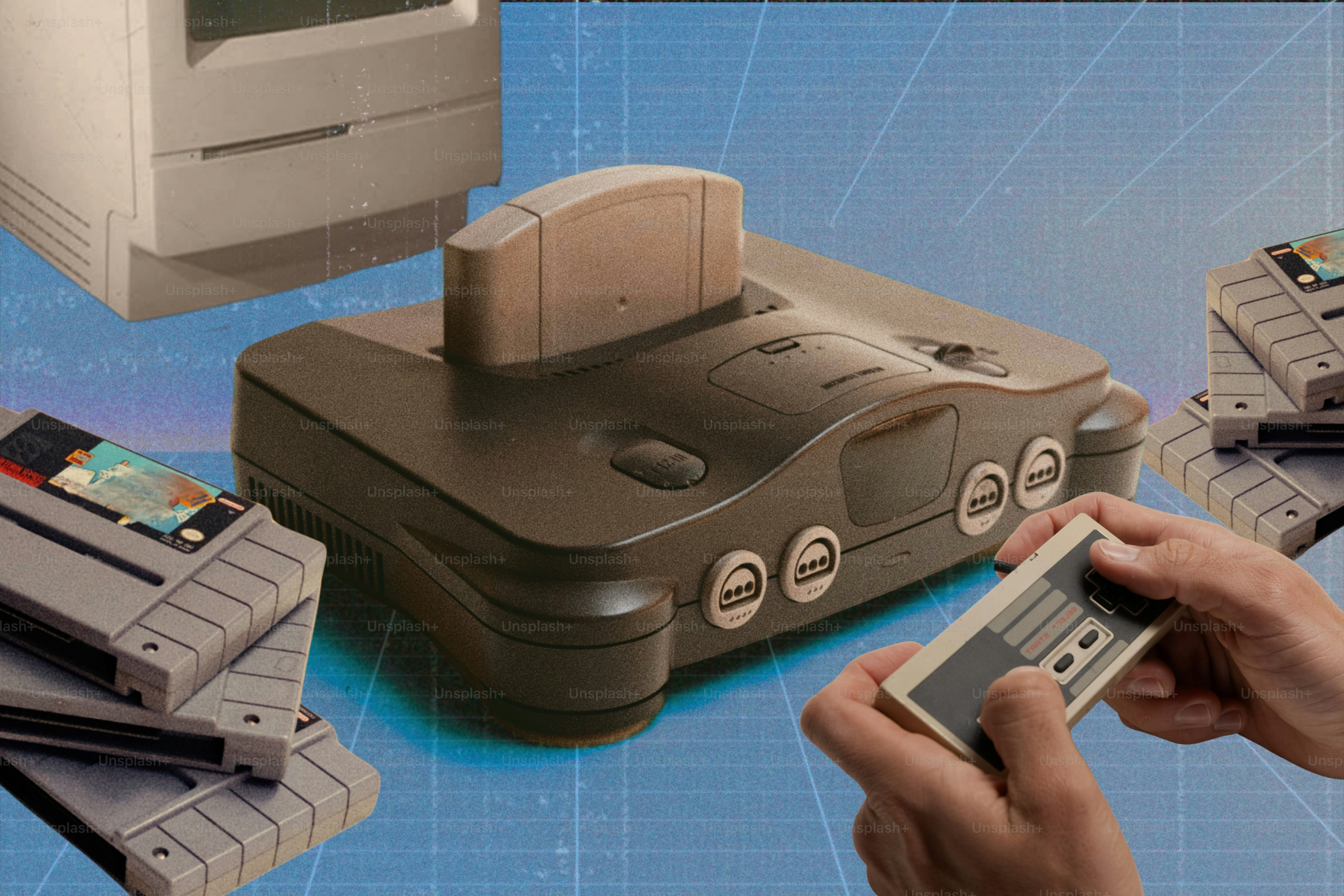 Konsol dan kartrid video game vintage