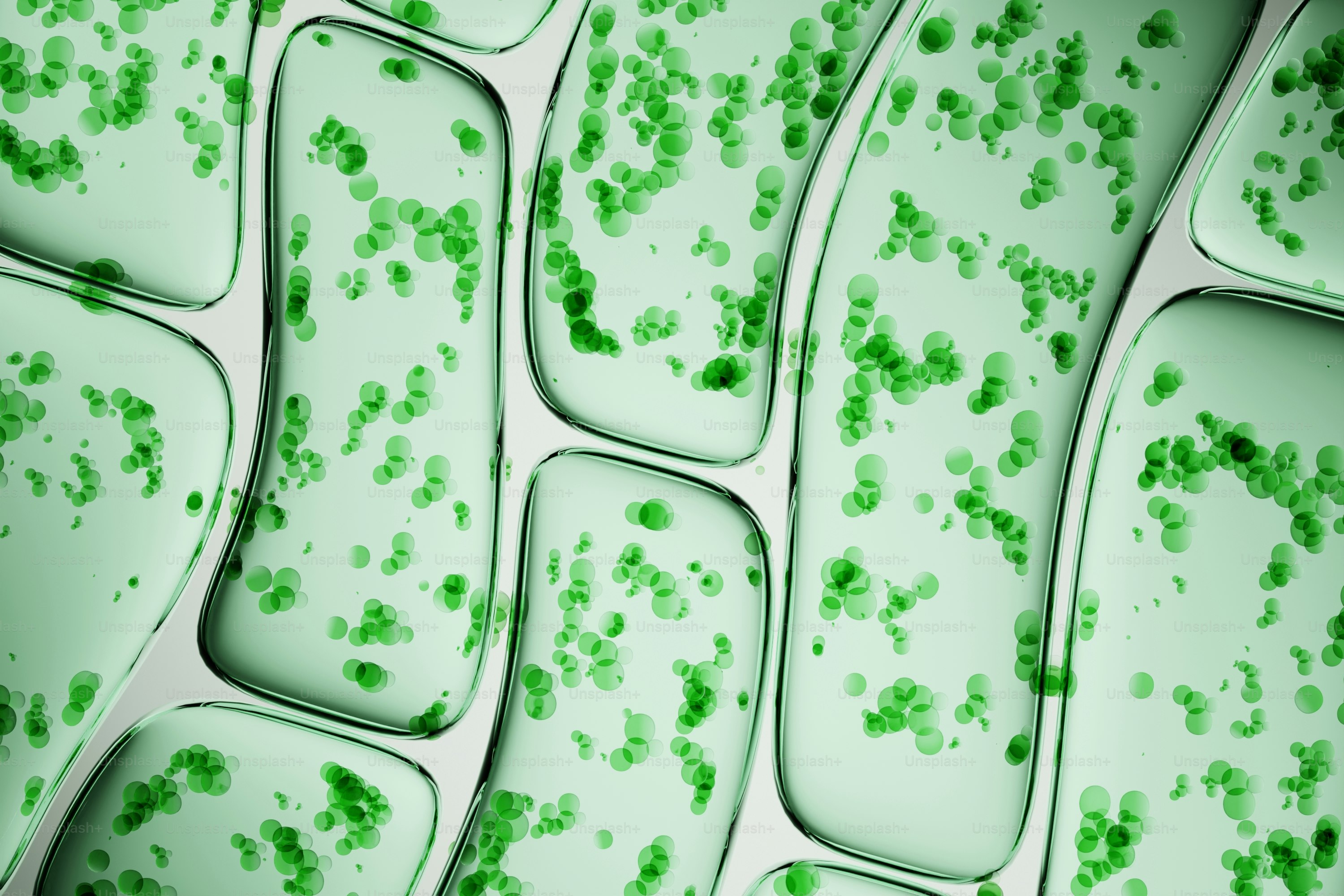 Microscopic view of plant cells with chloroplasts photo – Background ...