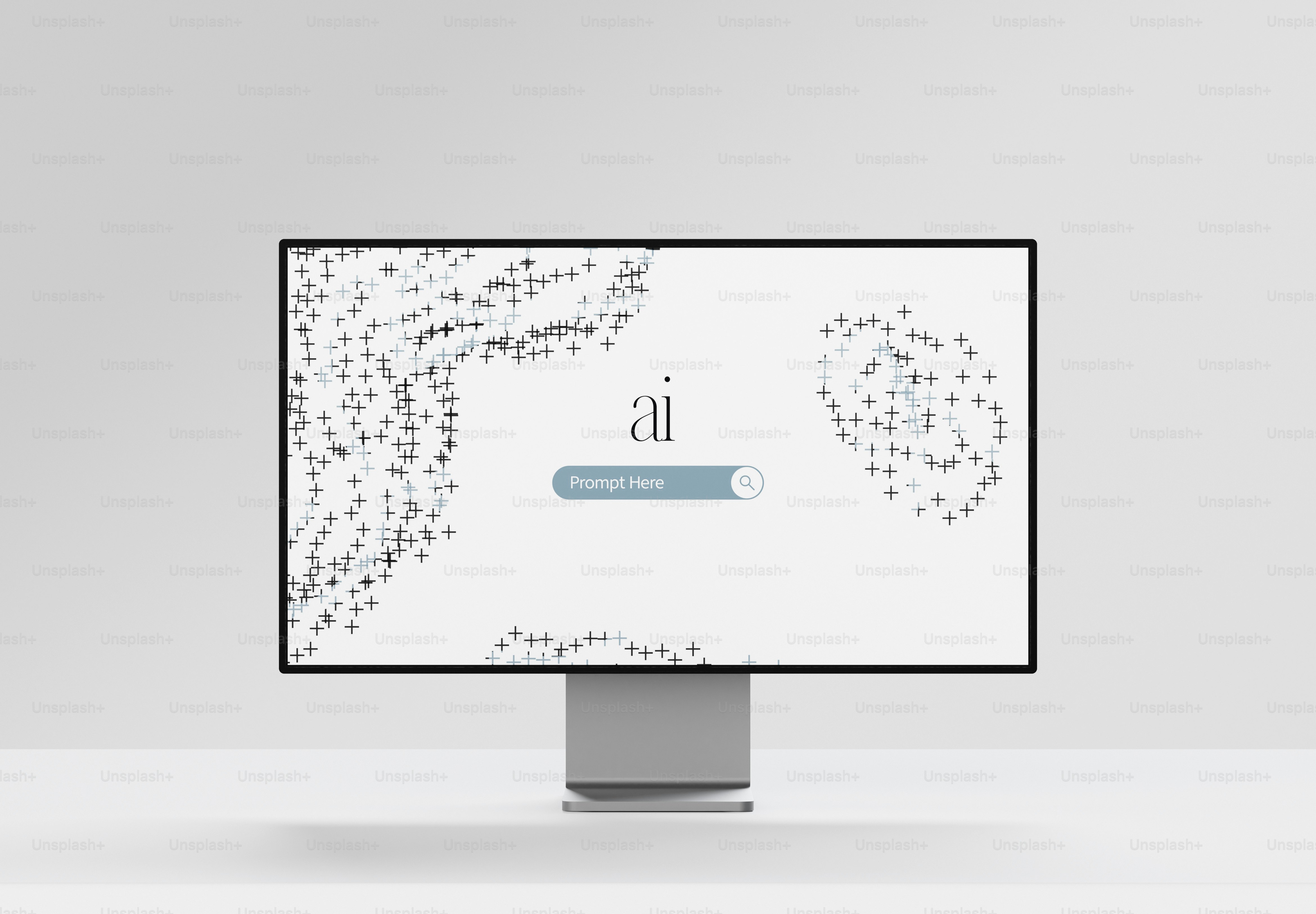 抽象的なデジタルアートを表示する現代のコンピュータモニター。