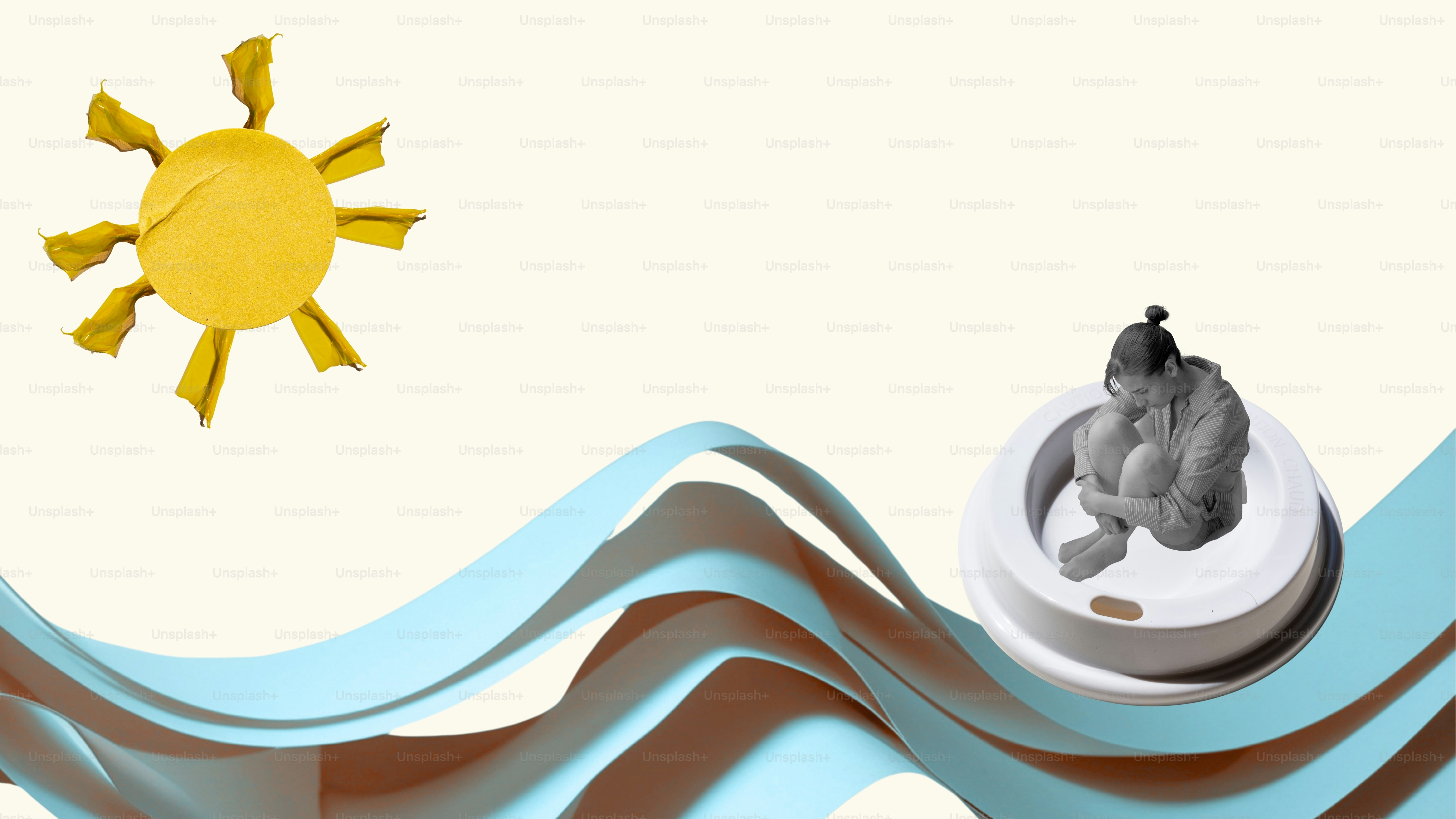 Personne dans un petit bateau sous un soleil d’argile