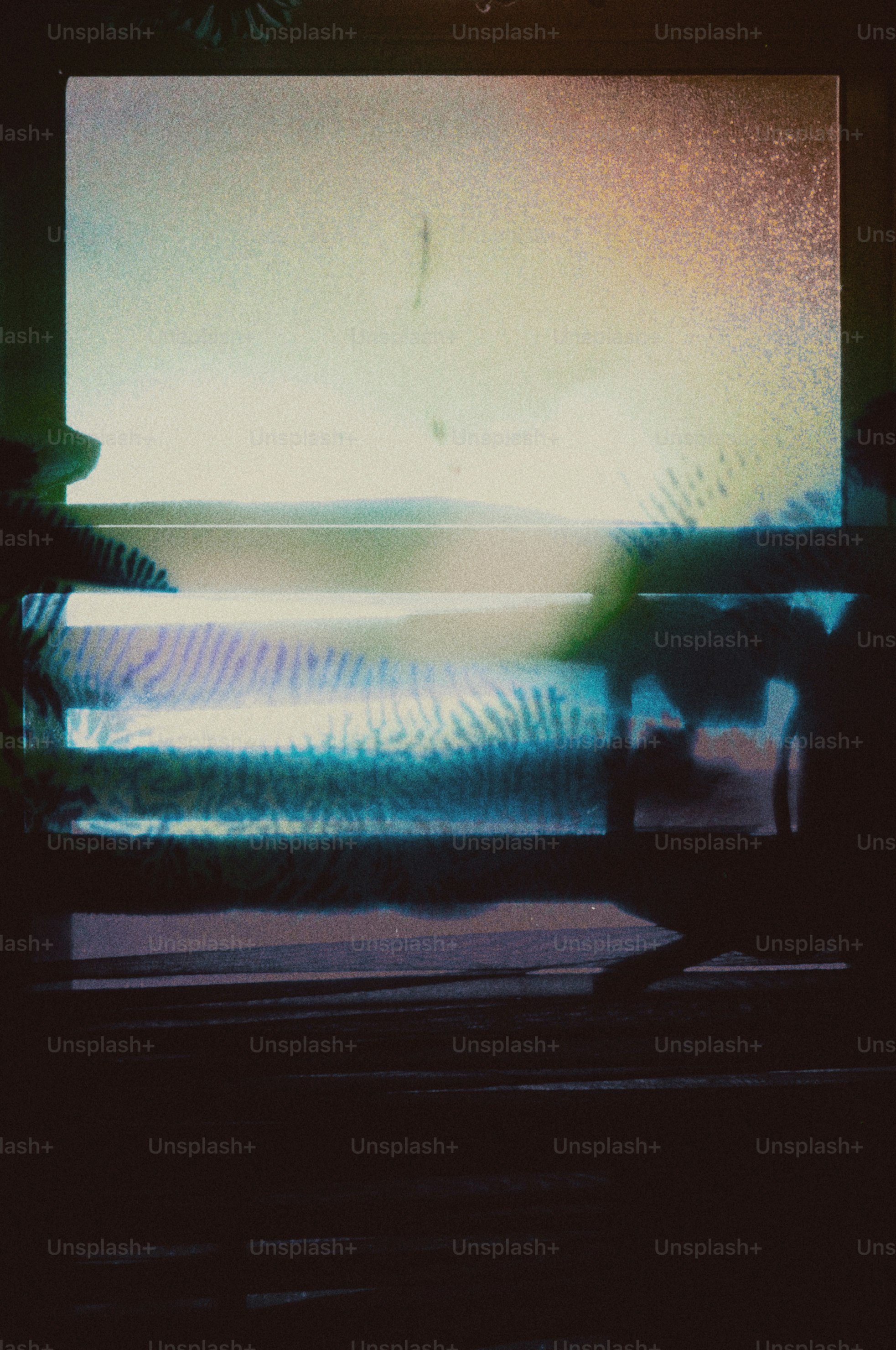 Abstract light patterns with horizontal lines and dark foreground