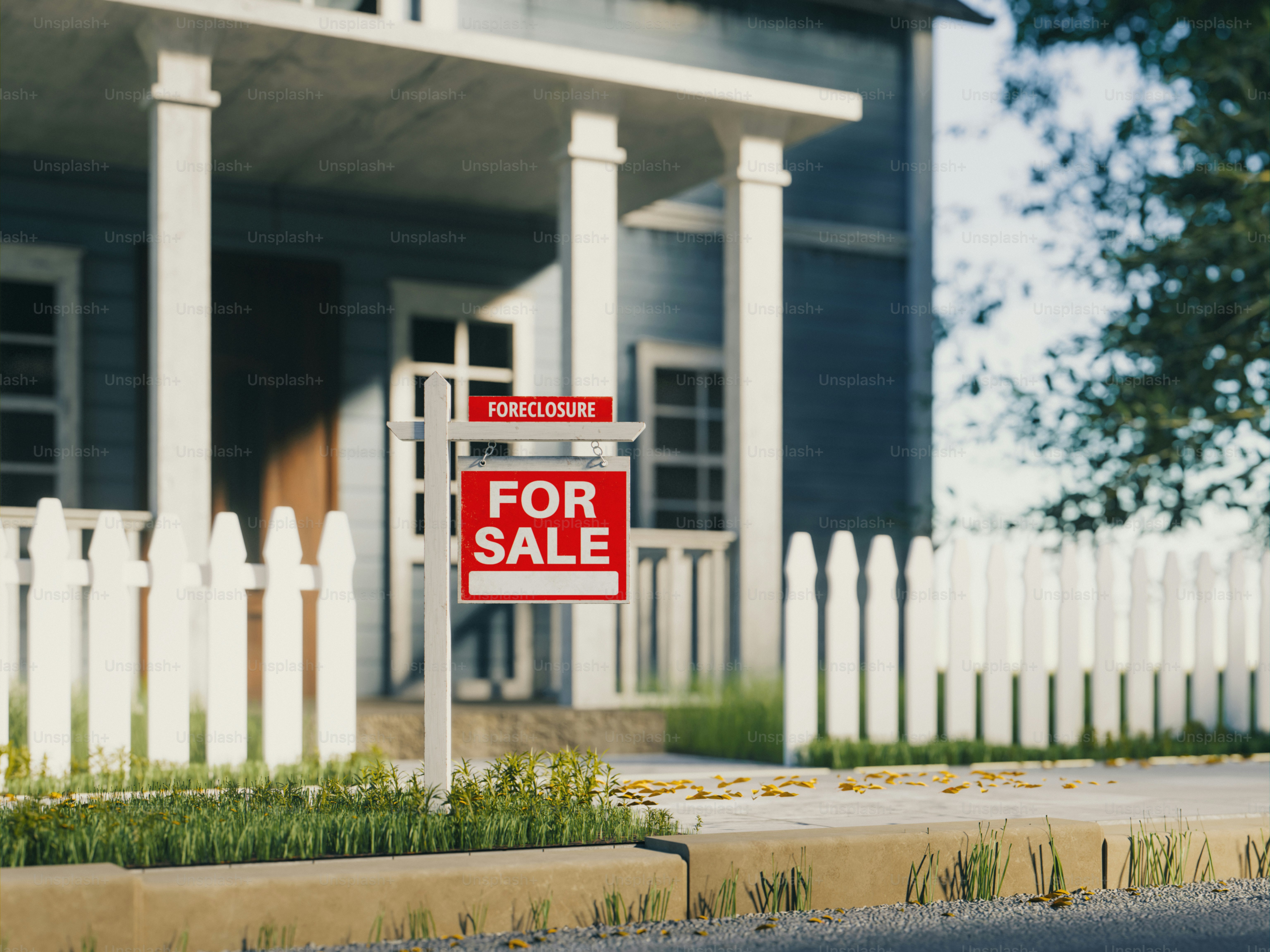 Sebuah rumah dengan tanda "untuk dijual" di depan.
