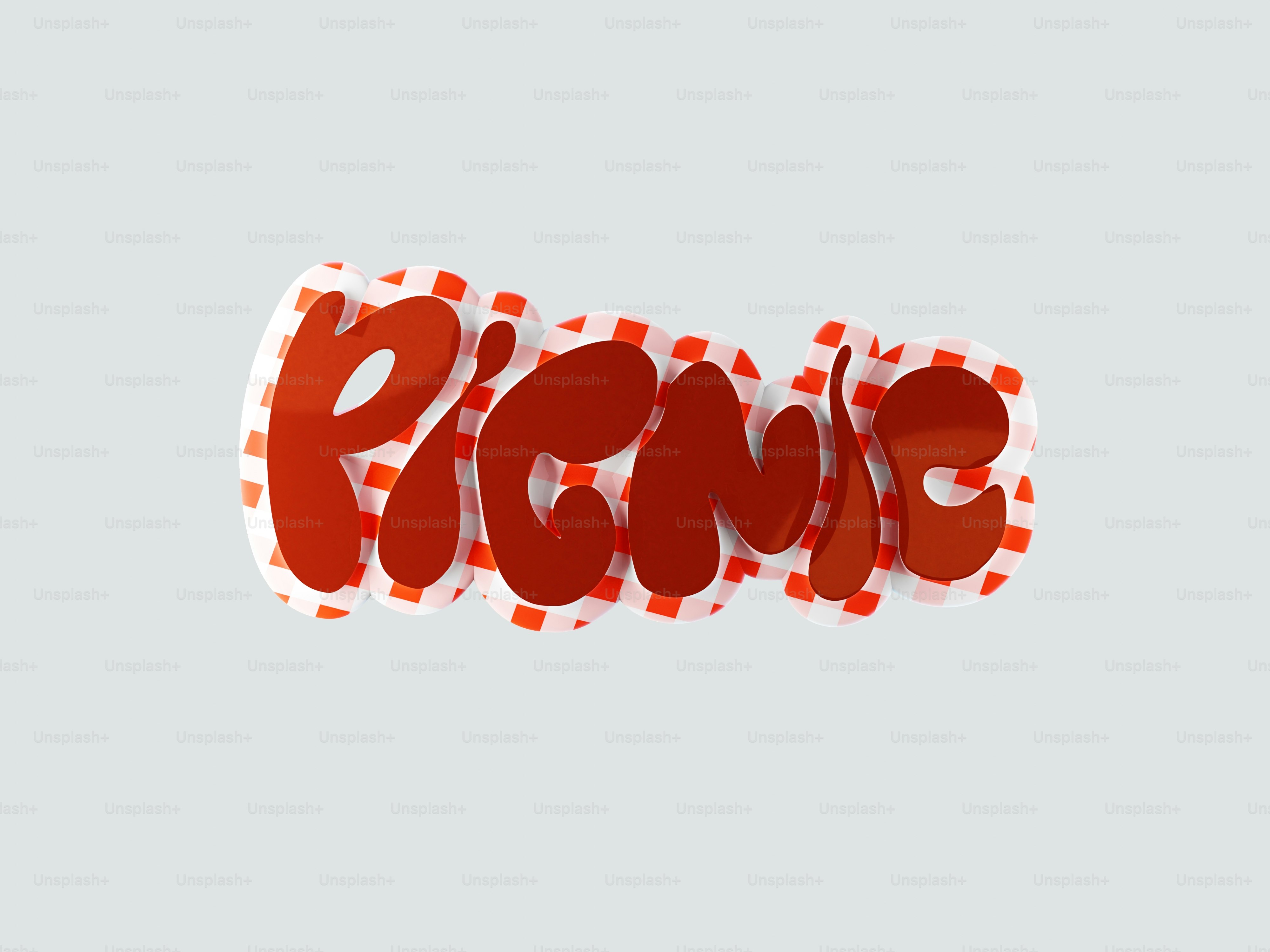 The word "picnic" in red bubbly font with checkered background