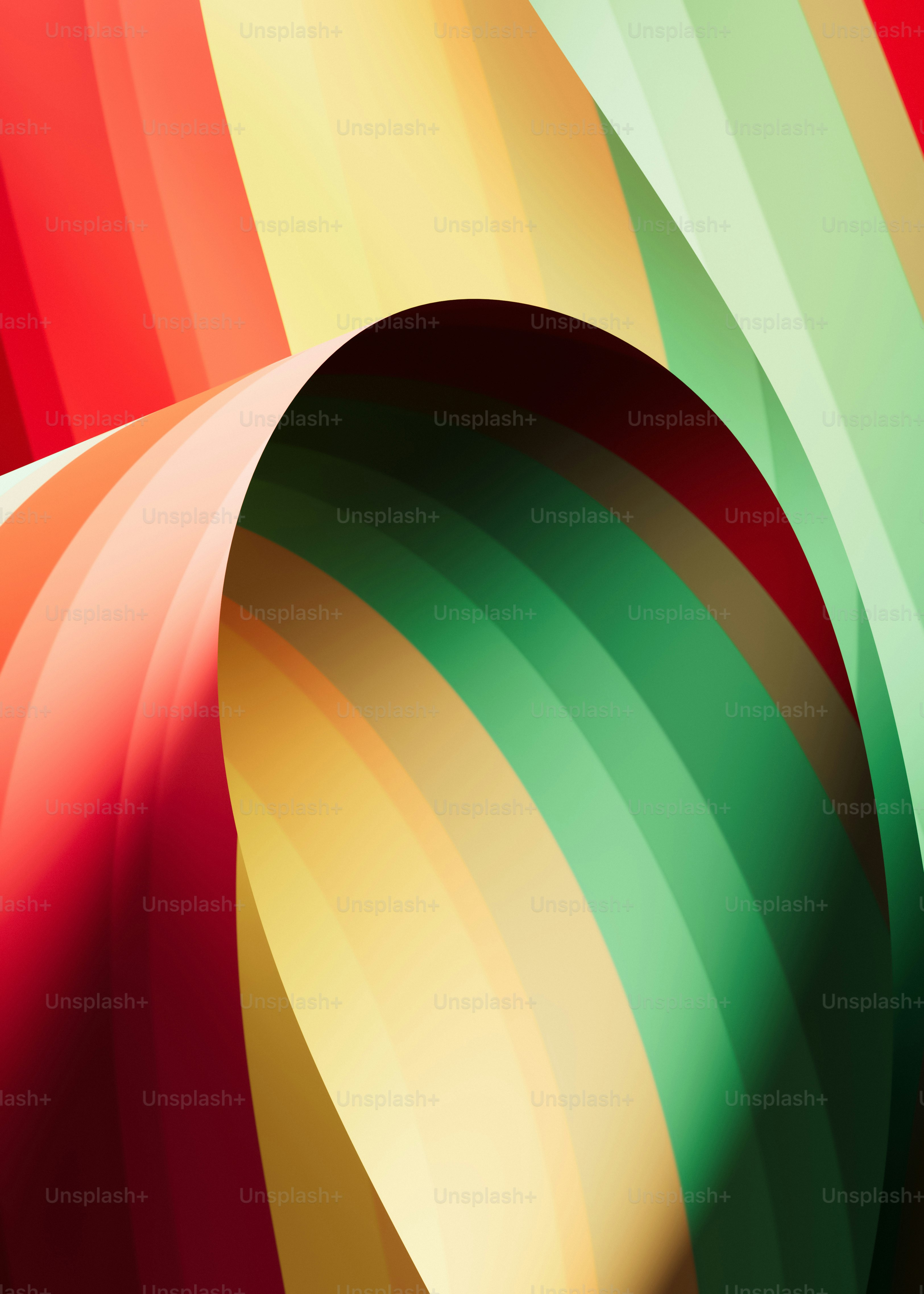Abstract colorful curved lines in red, yellow, and green