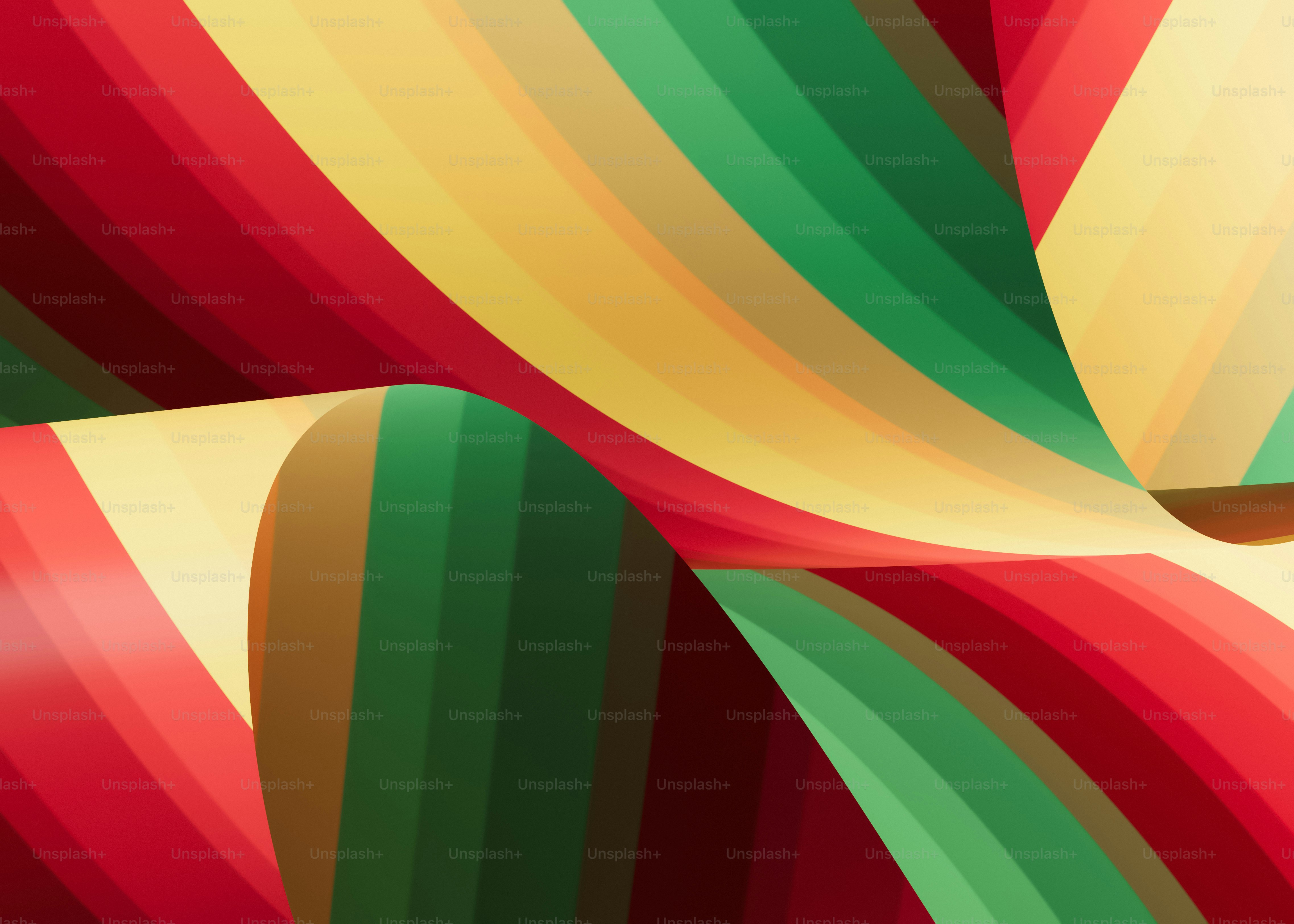 Abstract colorful wavy lines in red, yellow, and green.