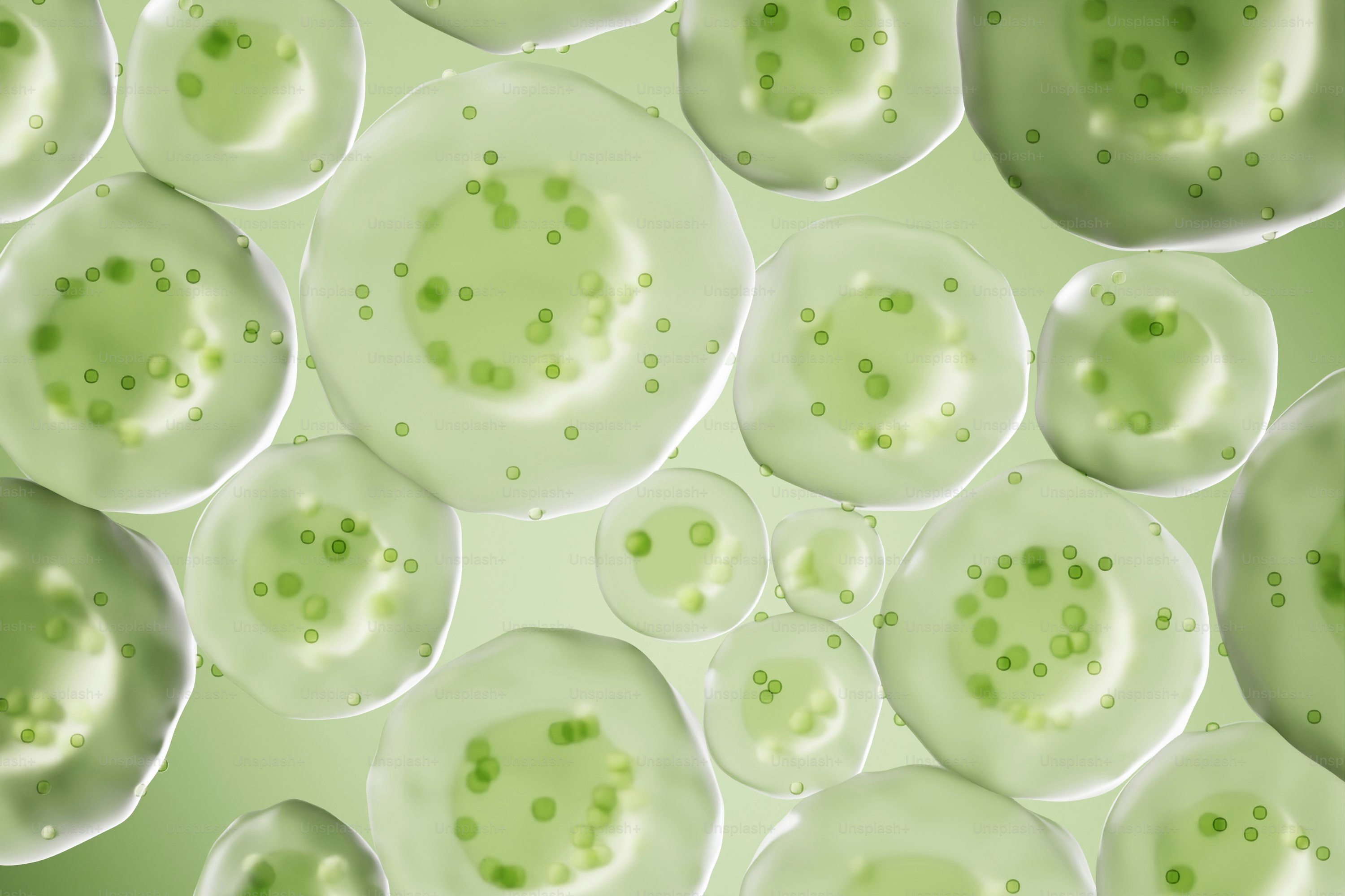 군집 내 녹색 세포의 현미경 모습.