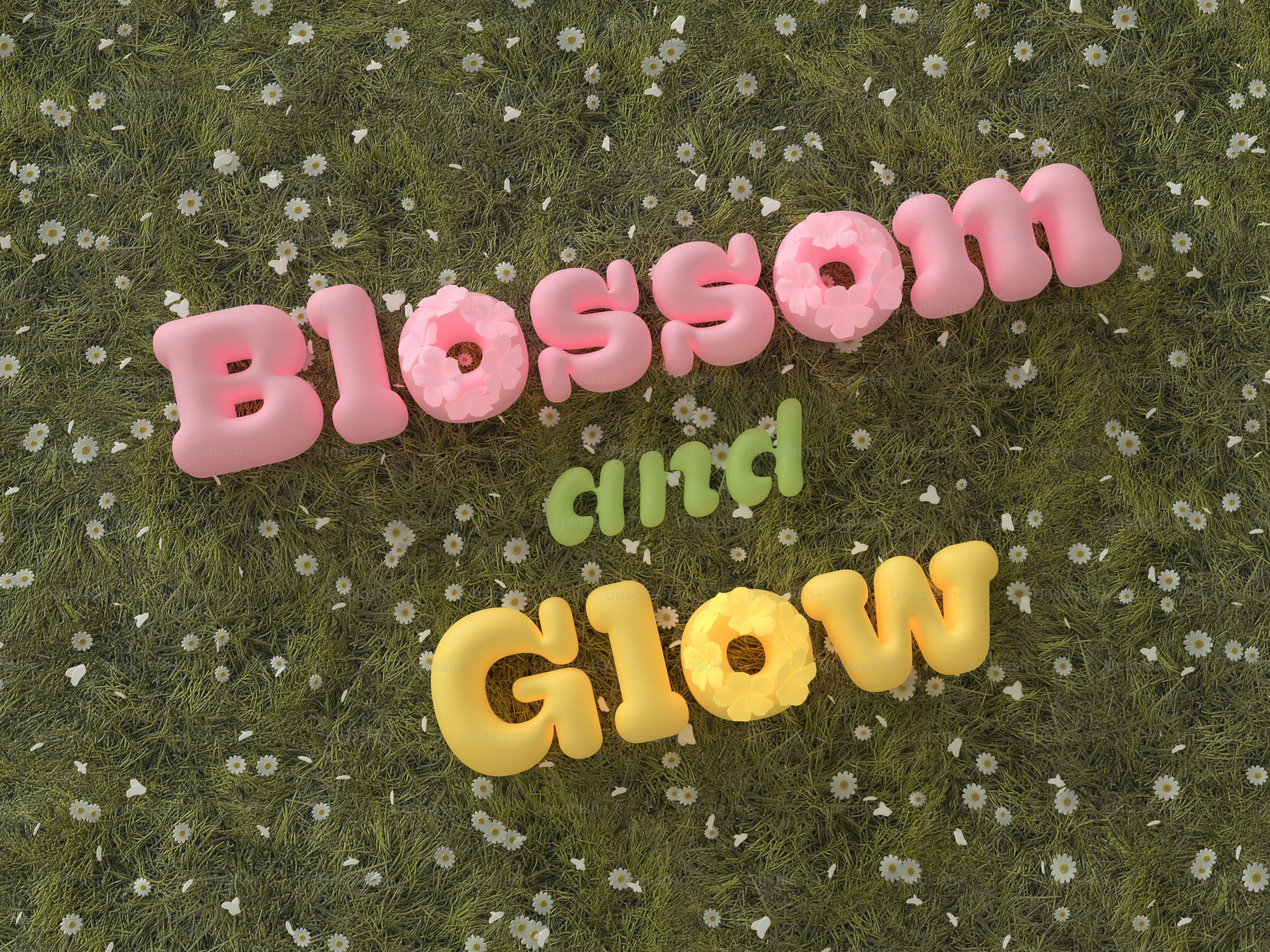 잔디 배경에 꽃과 빛 문구가 그려져 있습니다