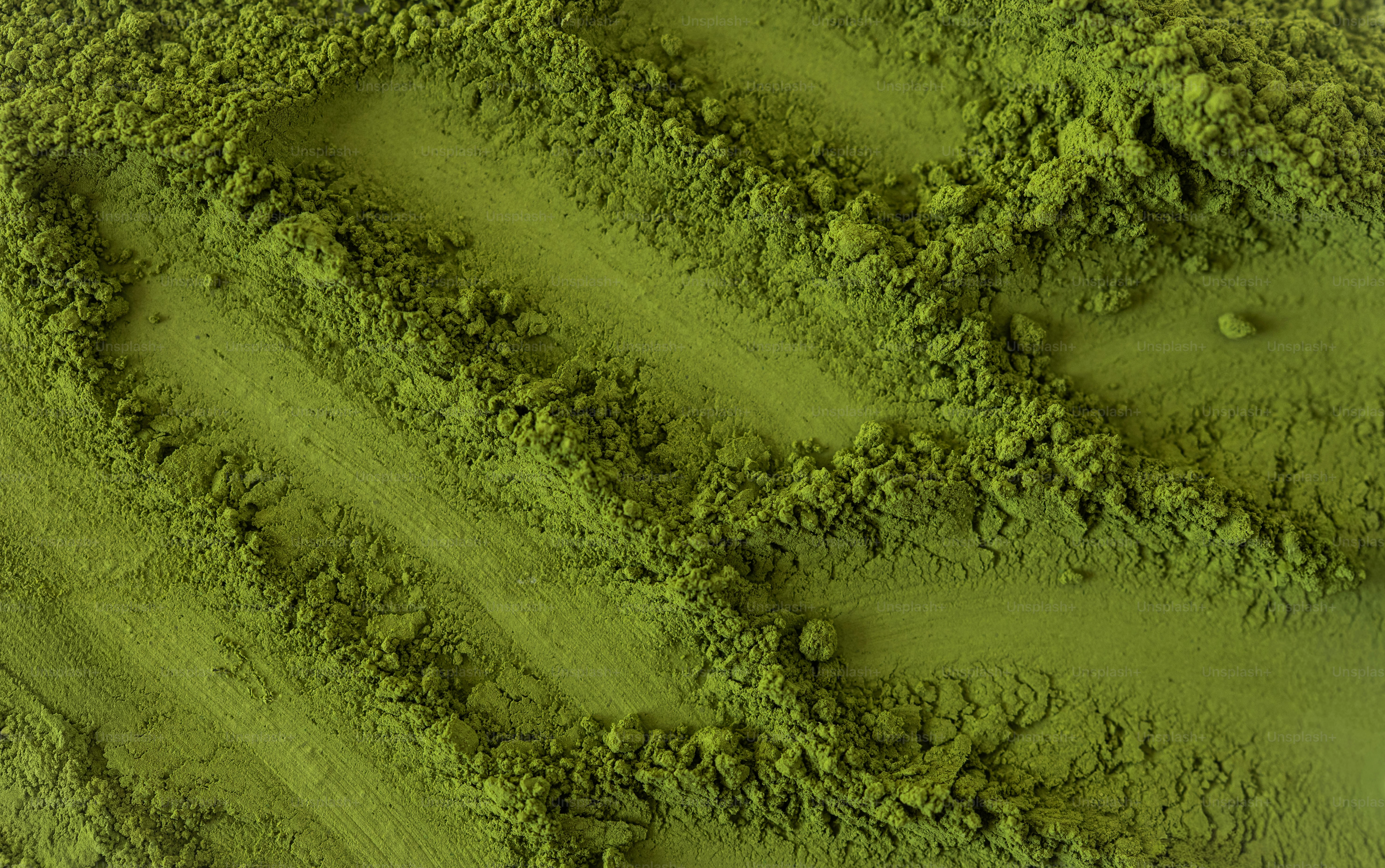 Close-up of vibrant green matcha powder texture