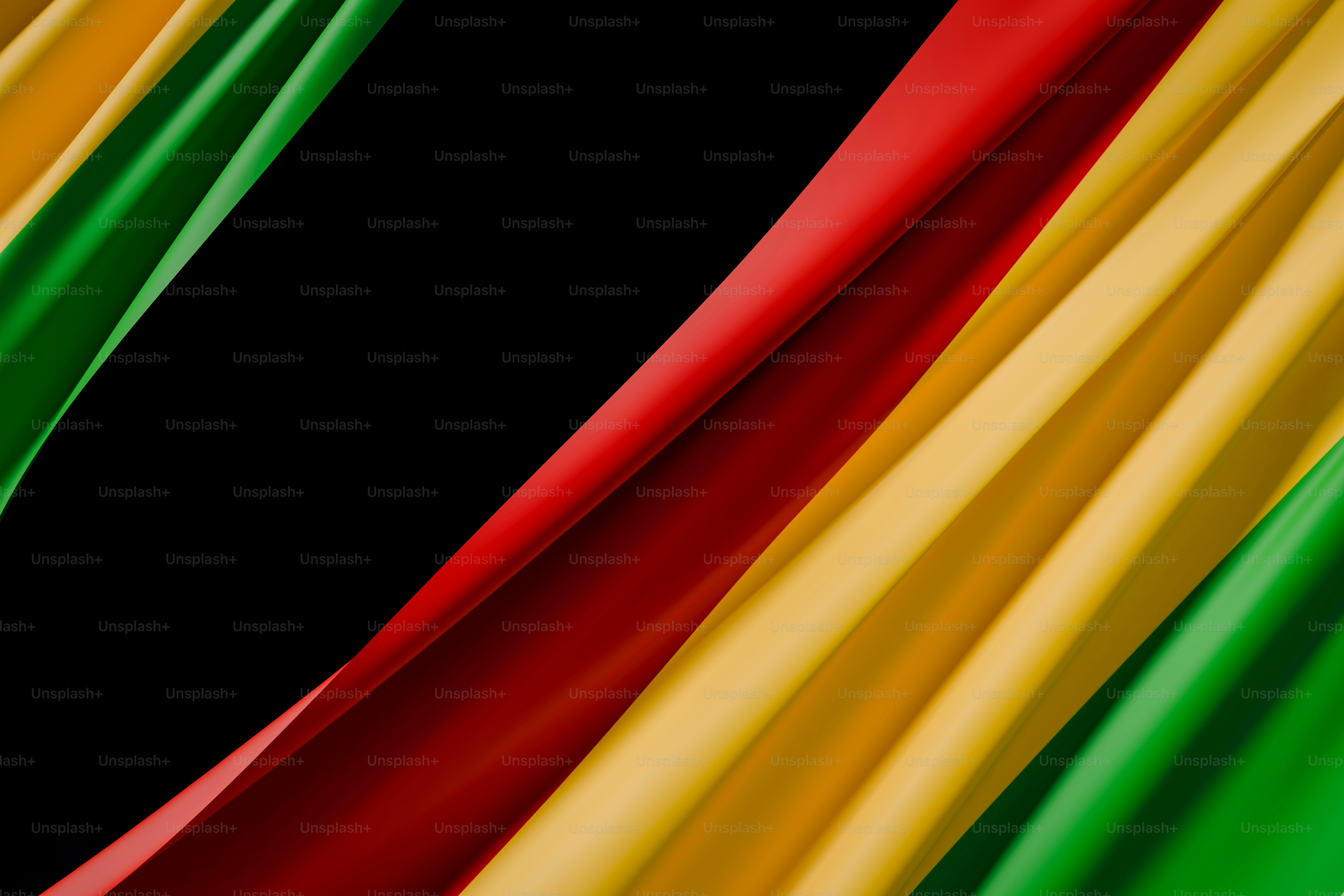 Fondo abstracto con franjas fluidas rojas, amarillas y verdes.