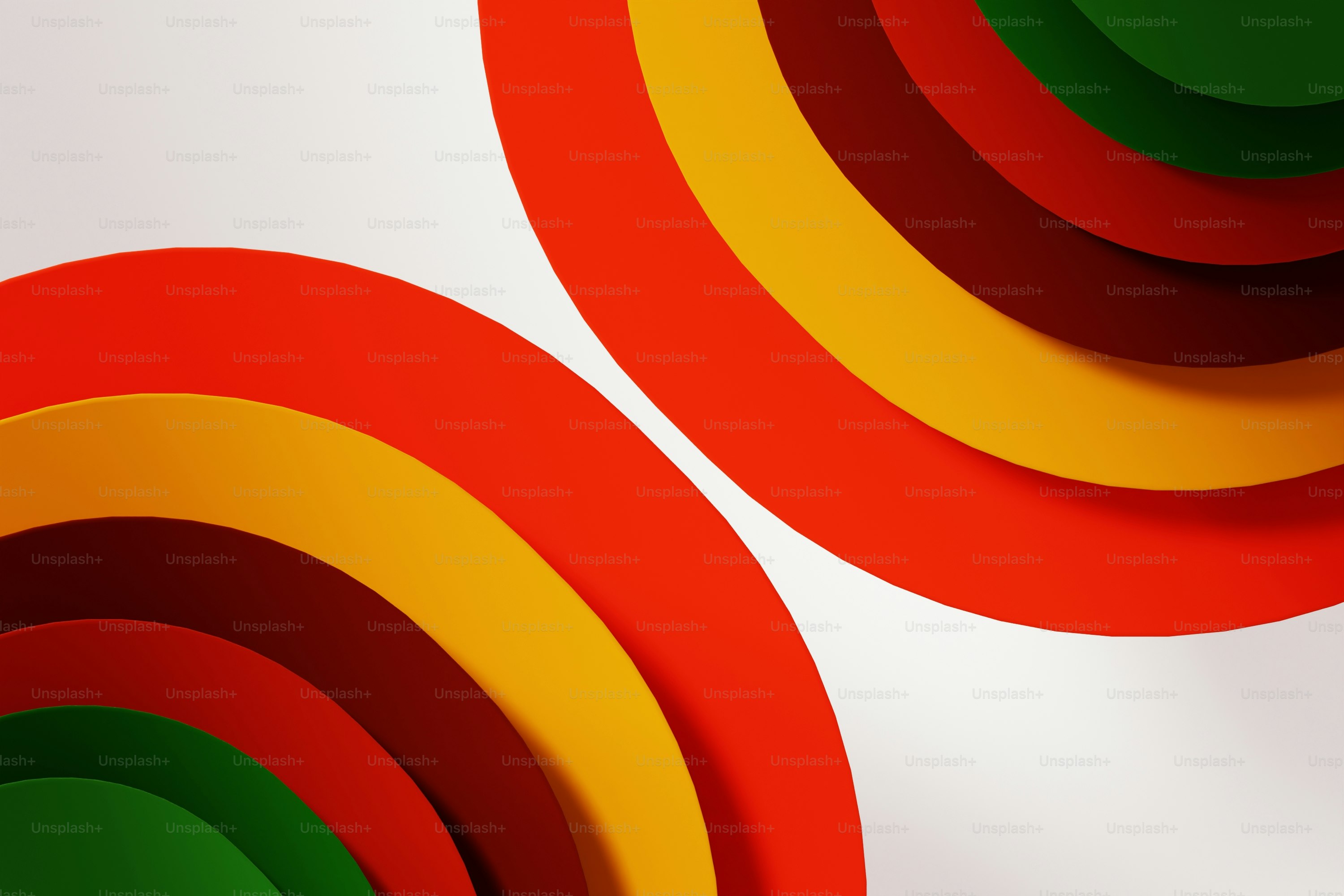 빨강, 노랑, 초록의 동심원이 겹쳐집니다.