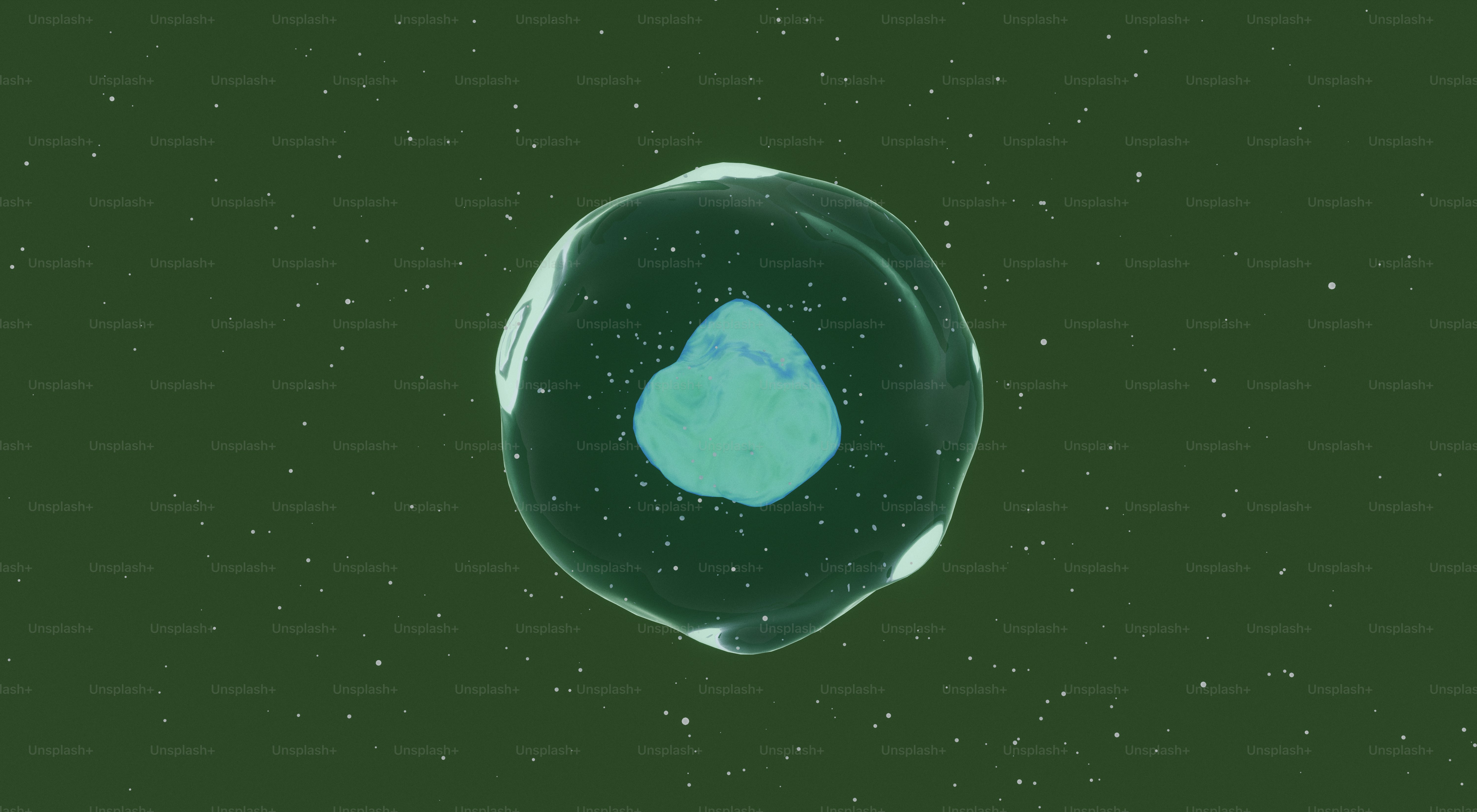 A single cell with a nucleus on a green background. photo – Bubble ...