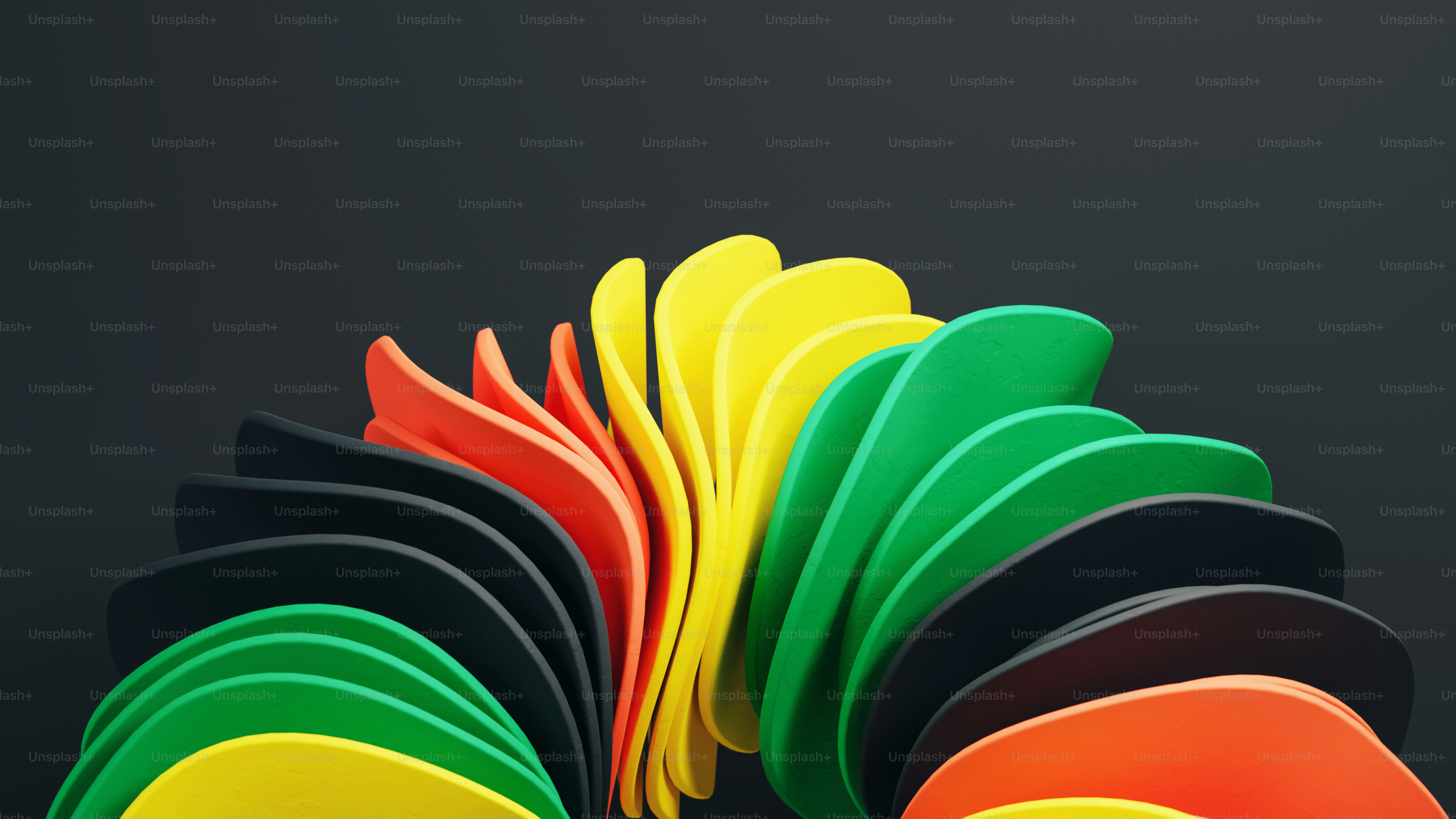 Bentuk abstrak berwarna-warni yang disusun dalam kurva