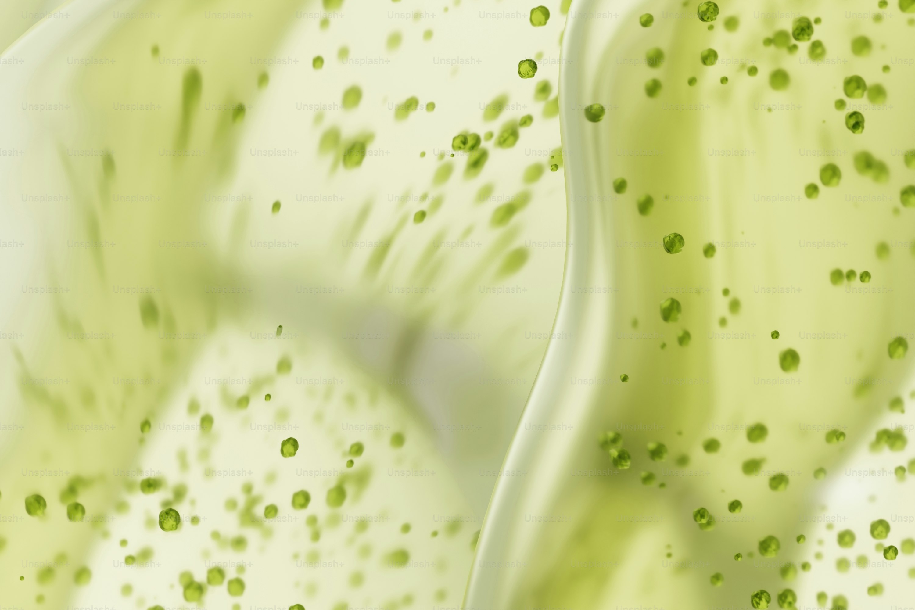 Redemoinhos verdes abstratos com pequenas bolhas
