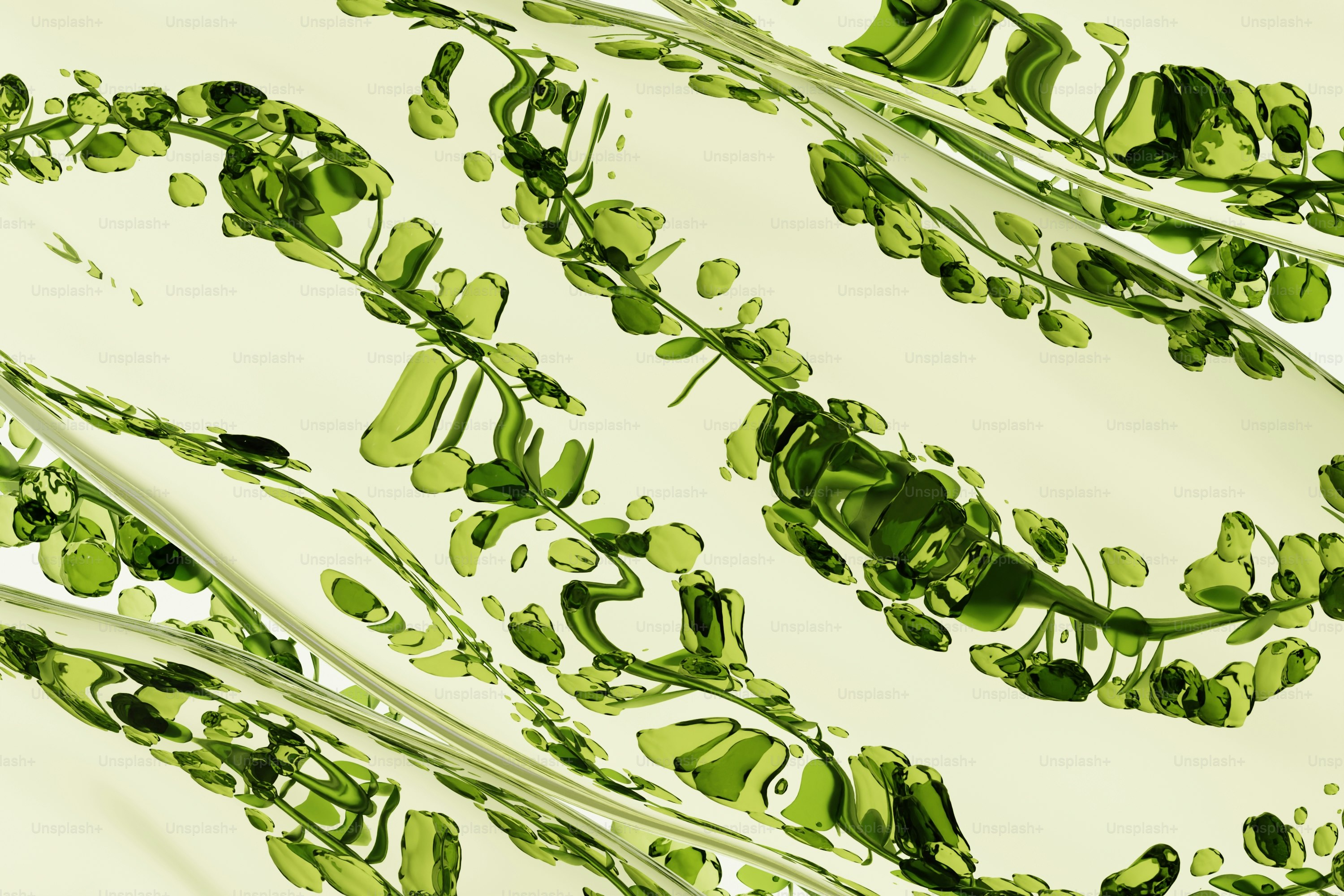Formas orgânicas verdes sobre um fundo claro
