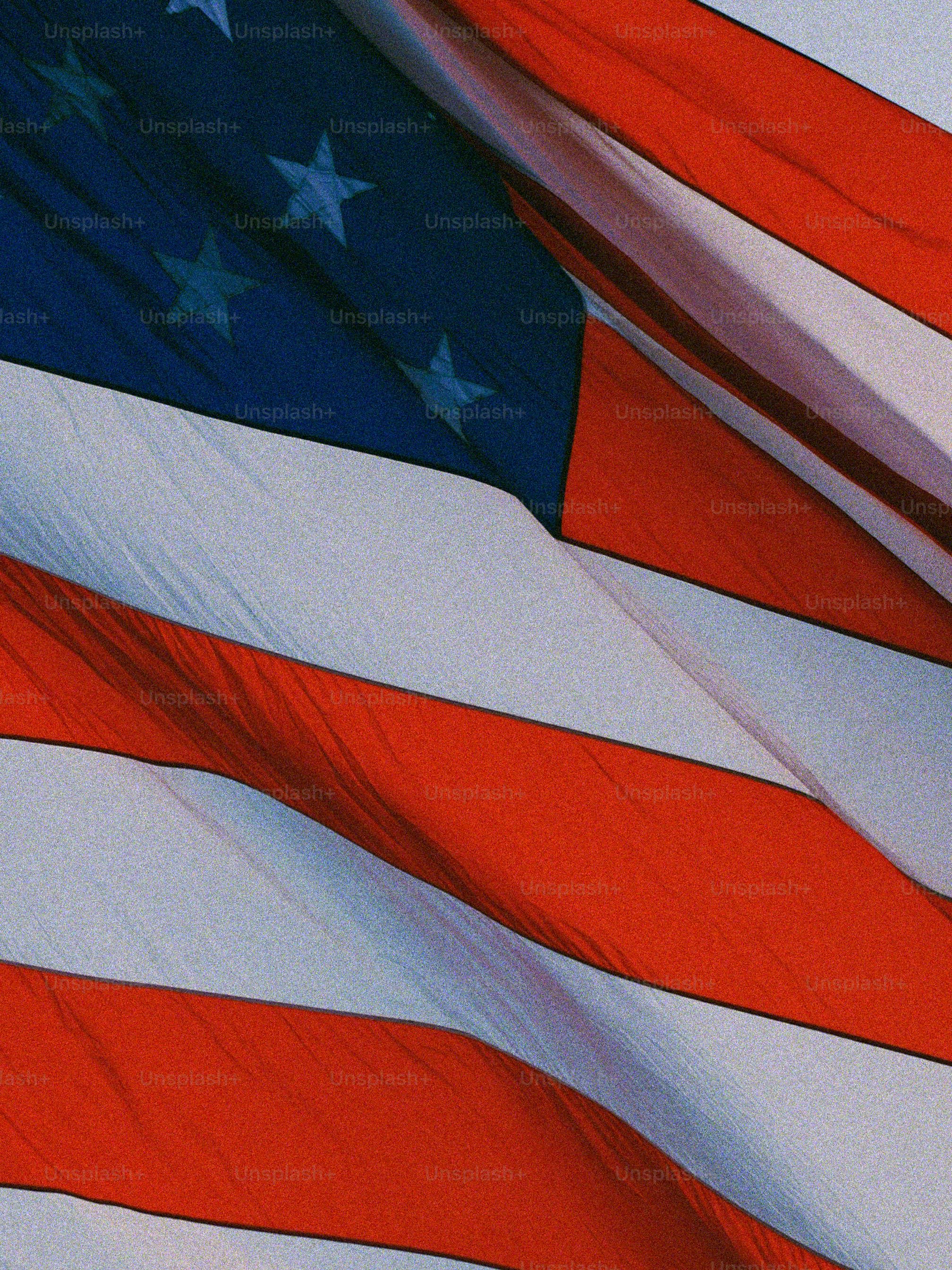 Close-up of the american flag waving