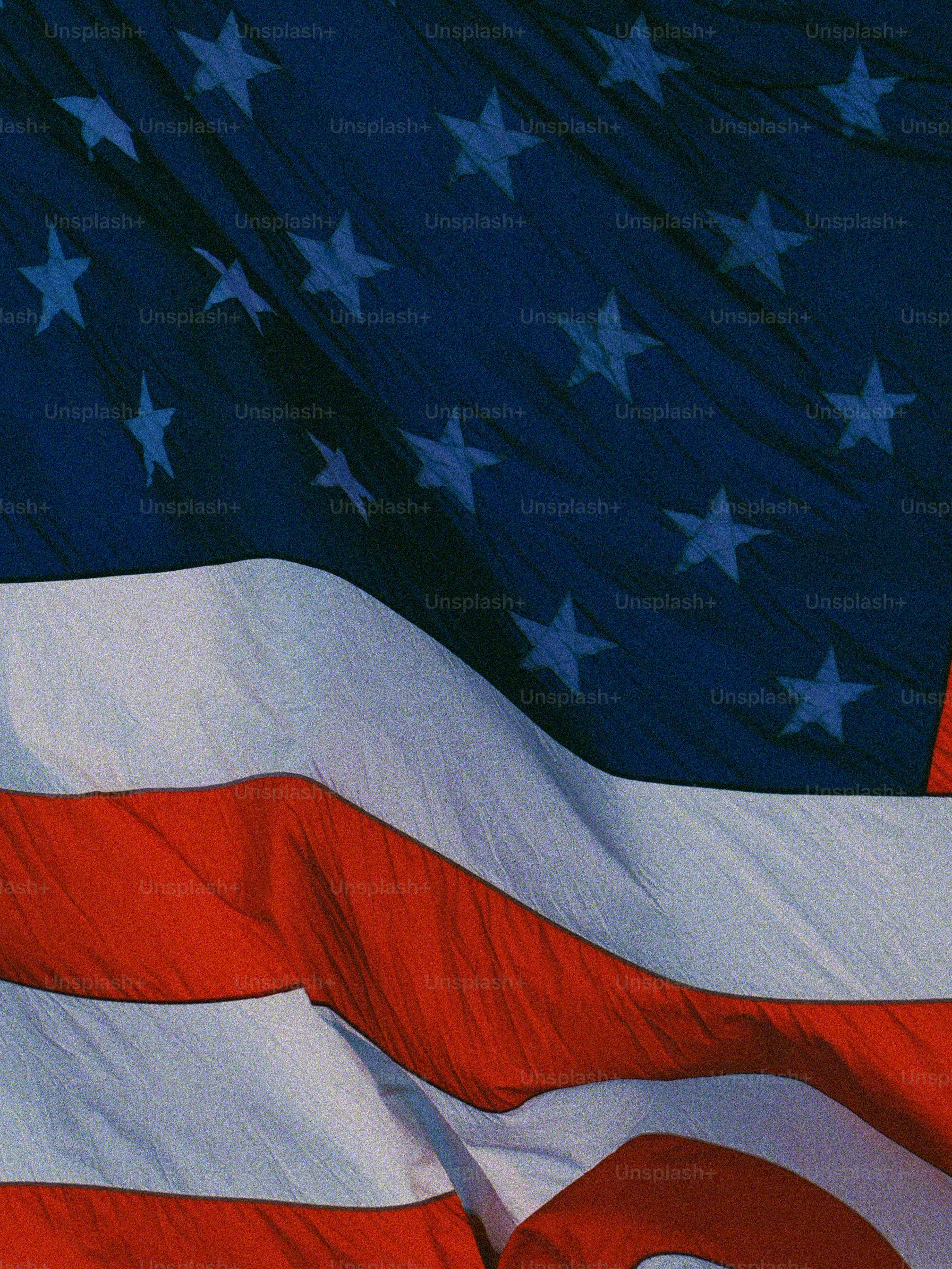 Close up of the american flag waving