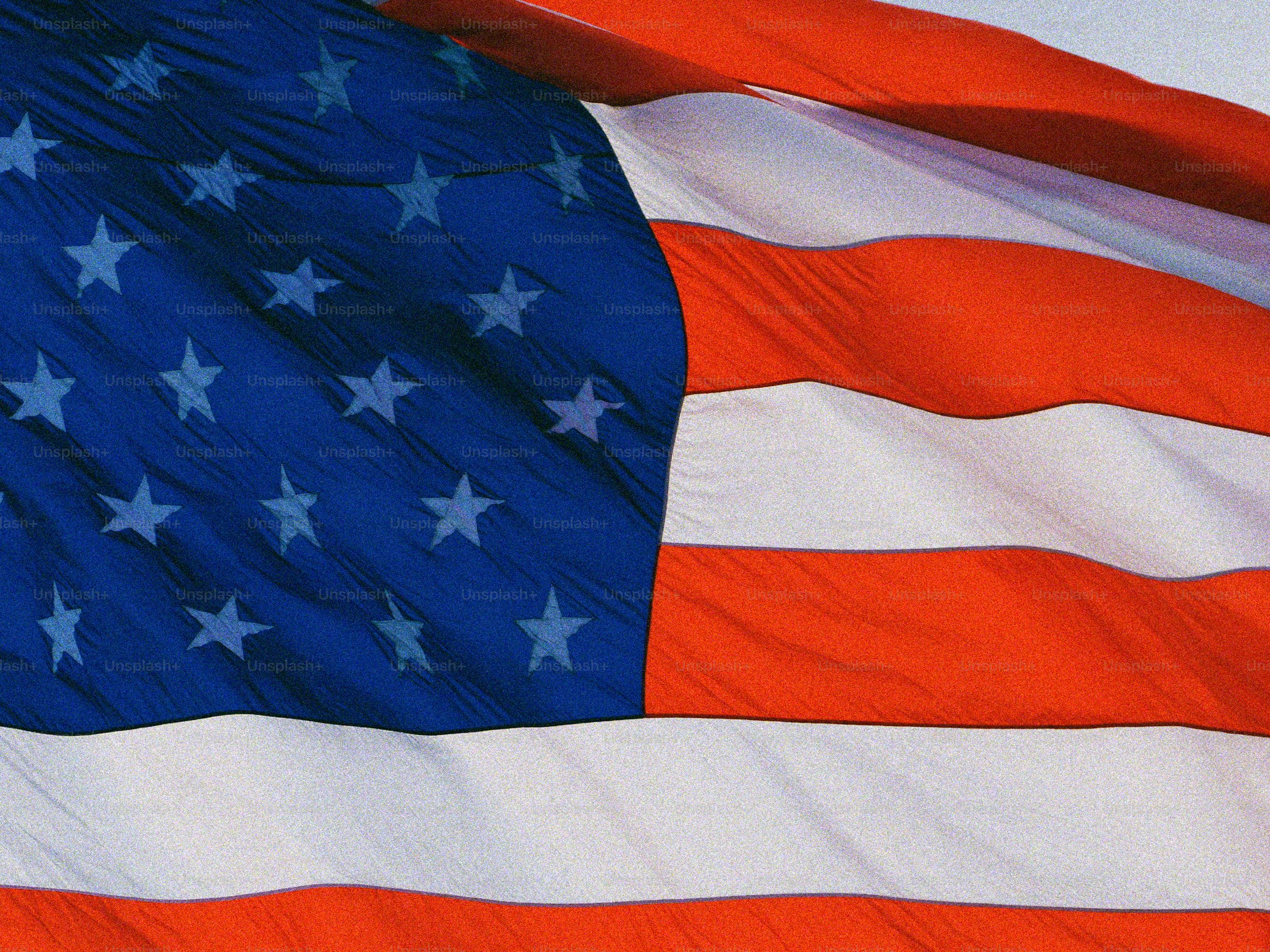 Close-up of the american flag waving
