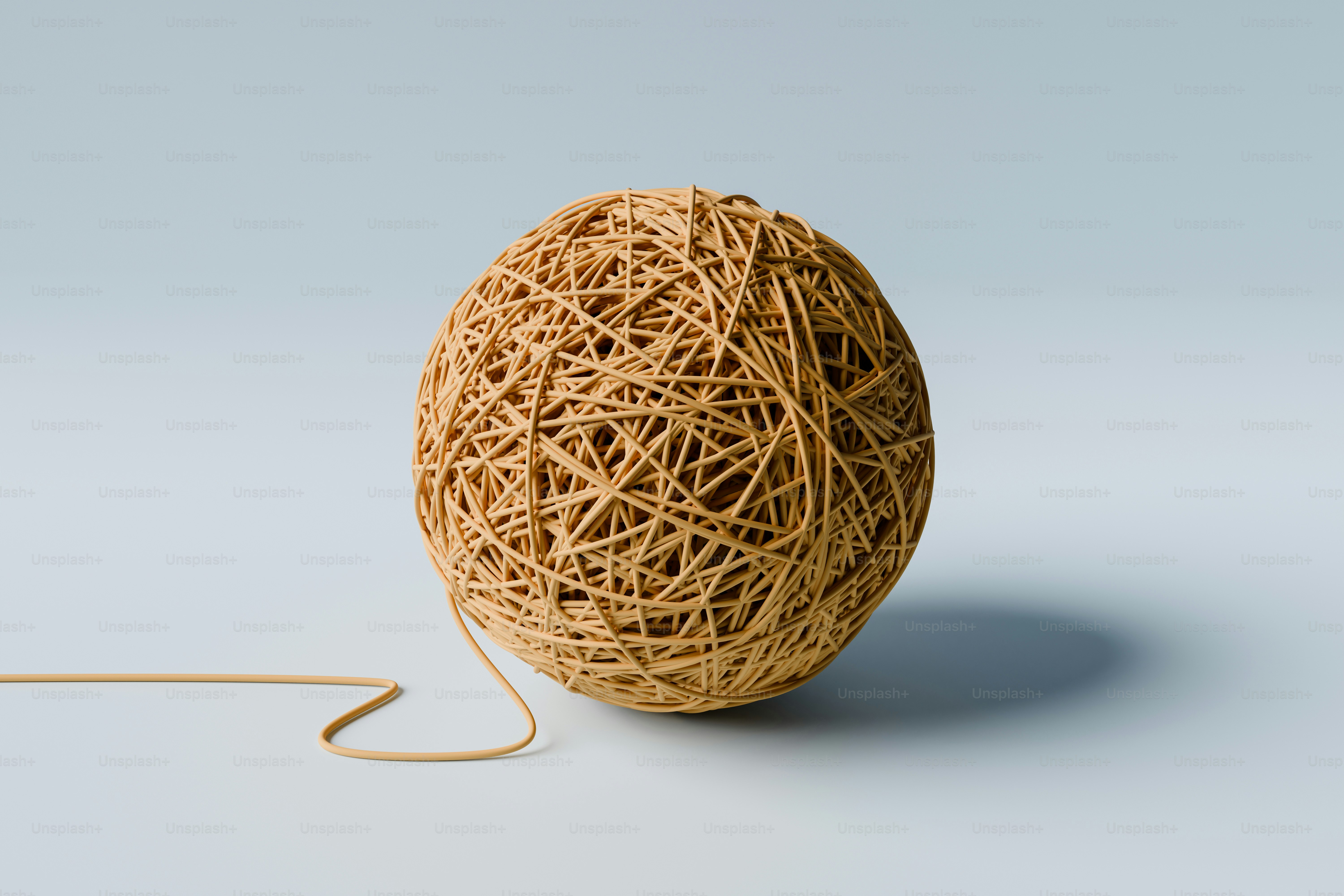 Una gran bola de gomas con una cuerda unida