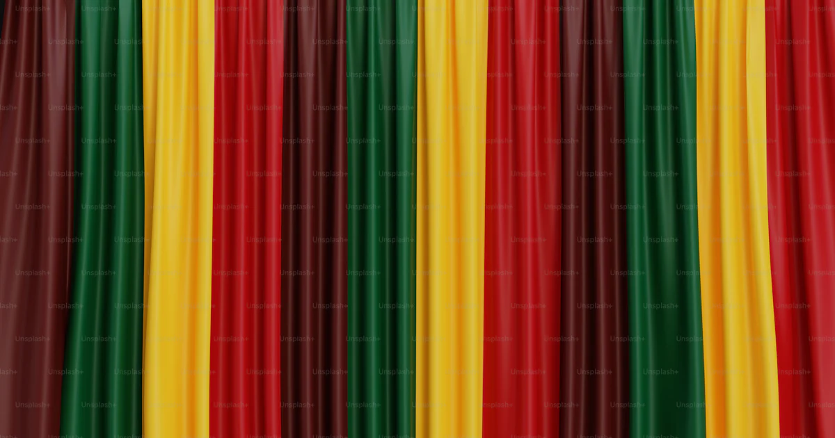 Vertical stripes of red, yellow, and green fabric photo – Celebration ...