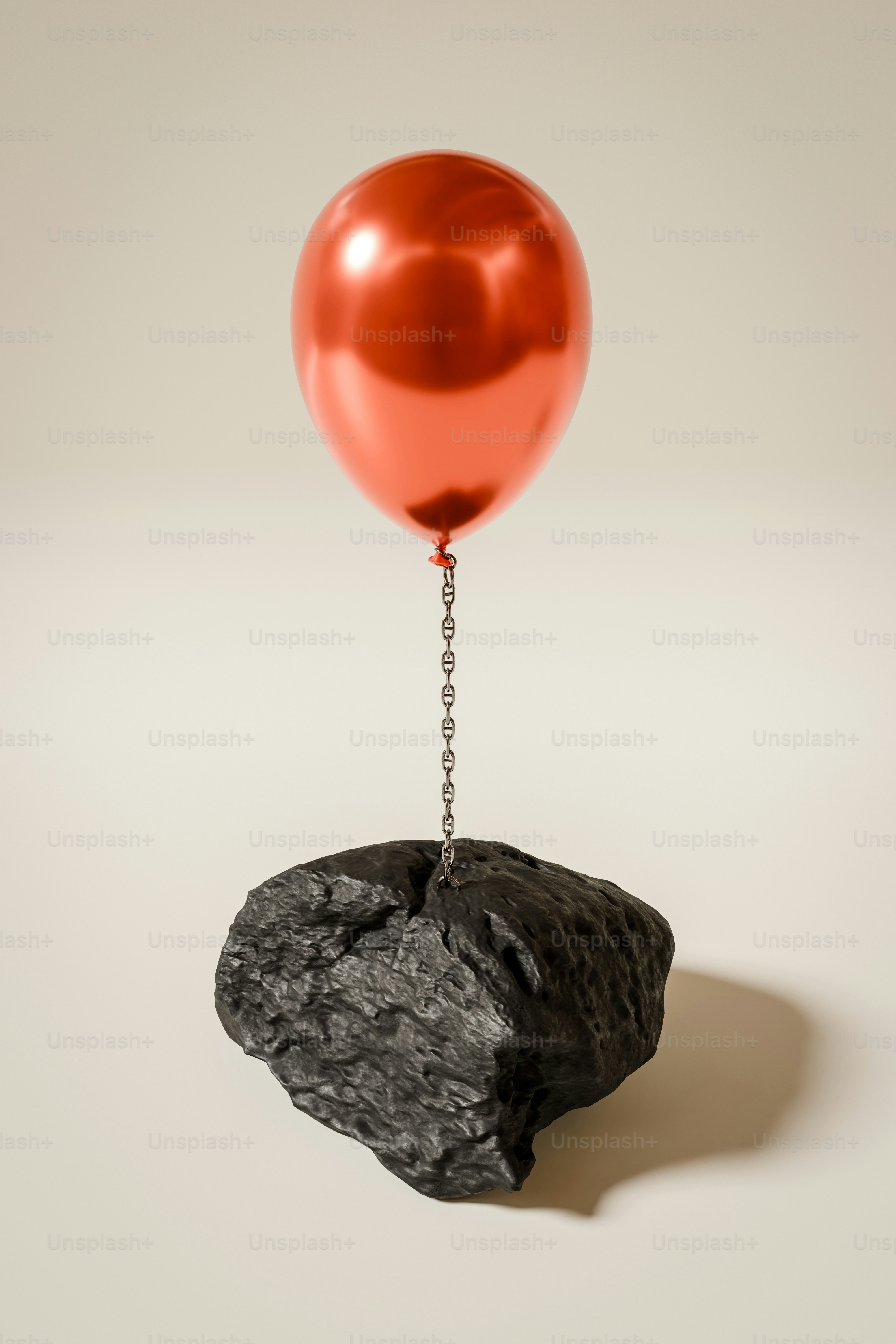 A red balloon is tethered to a lump of coal. photo – Abstract Image on ...
