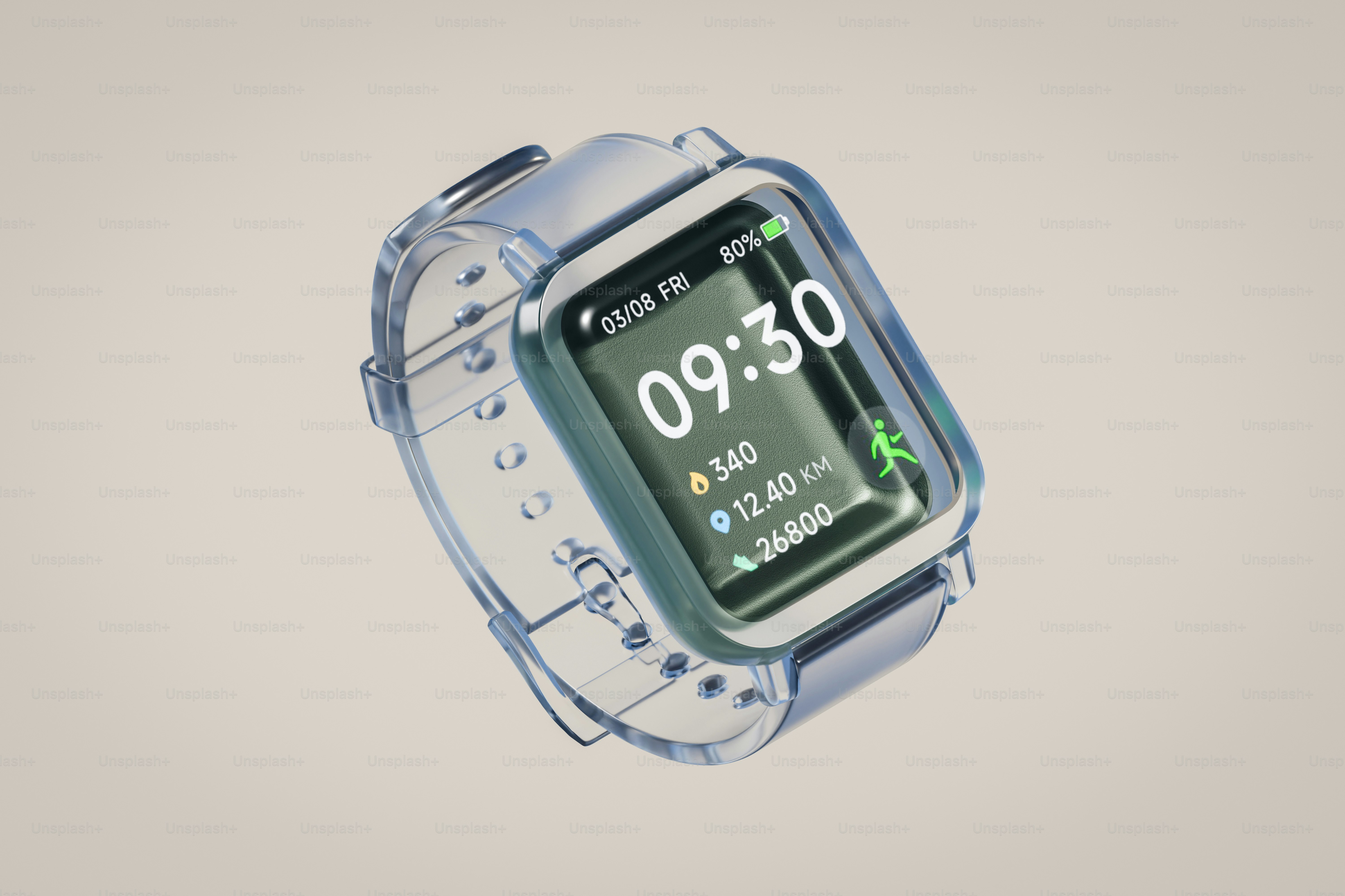 A transparent smartwatch displaying fitness data photo – Technology ...
