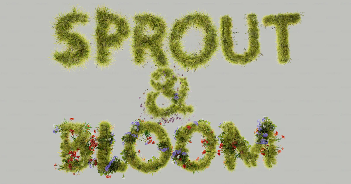 Sprout Text Border Sprout & bloom text made of grass and flowers photo – Wallpaper Image ...