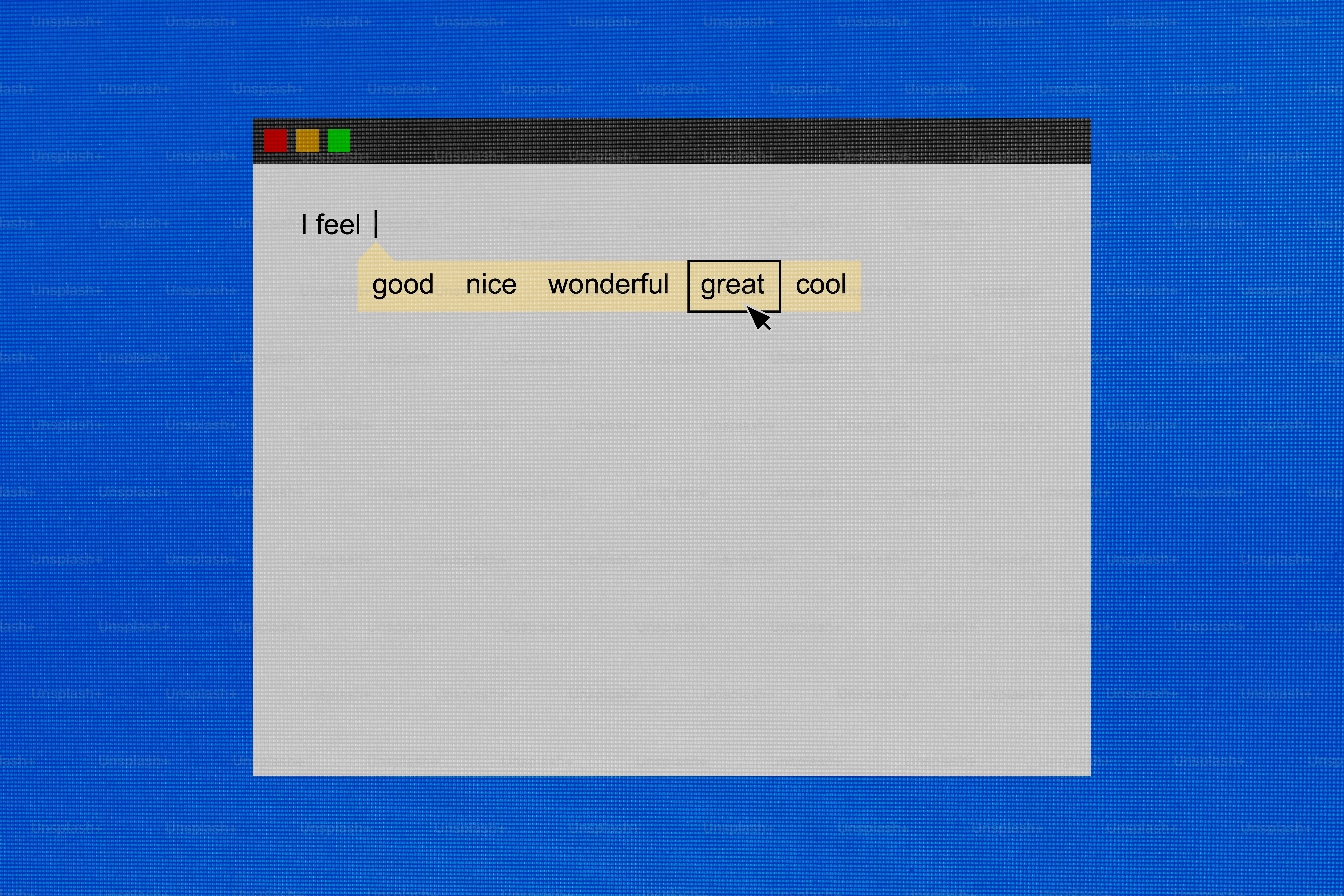 User selecting 'great' from feedback options on screen