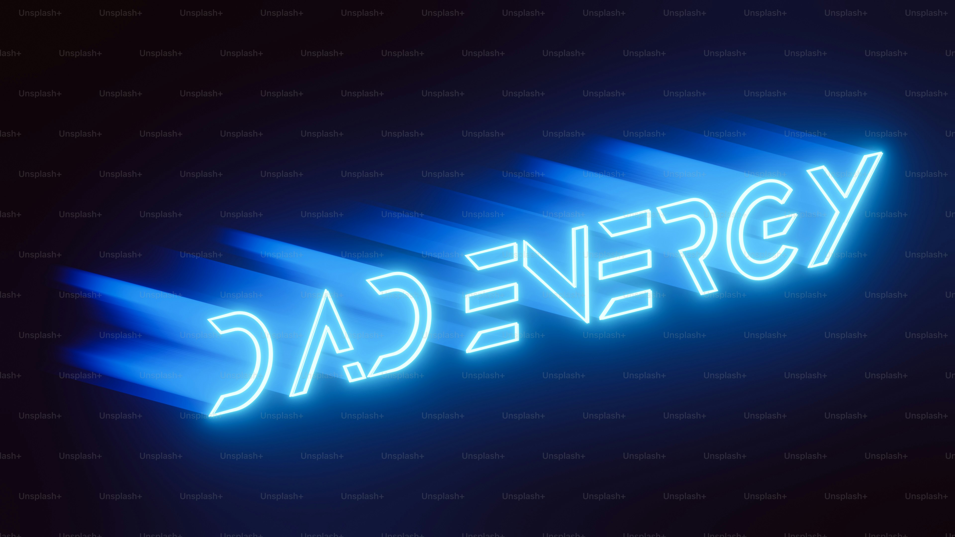 Blue neon sign that says dad energy