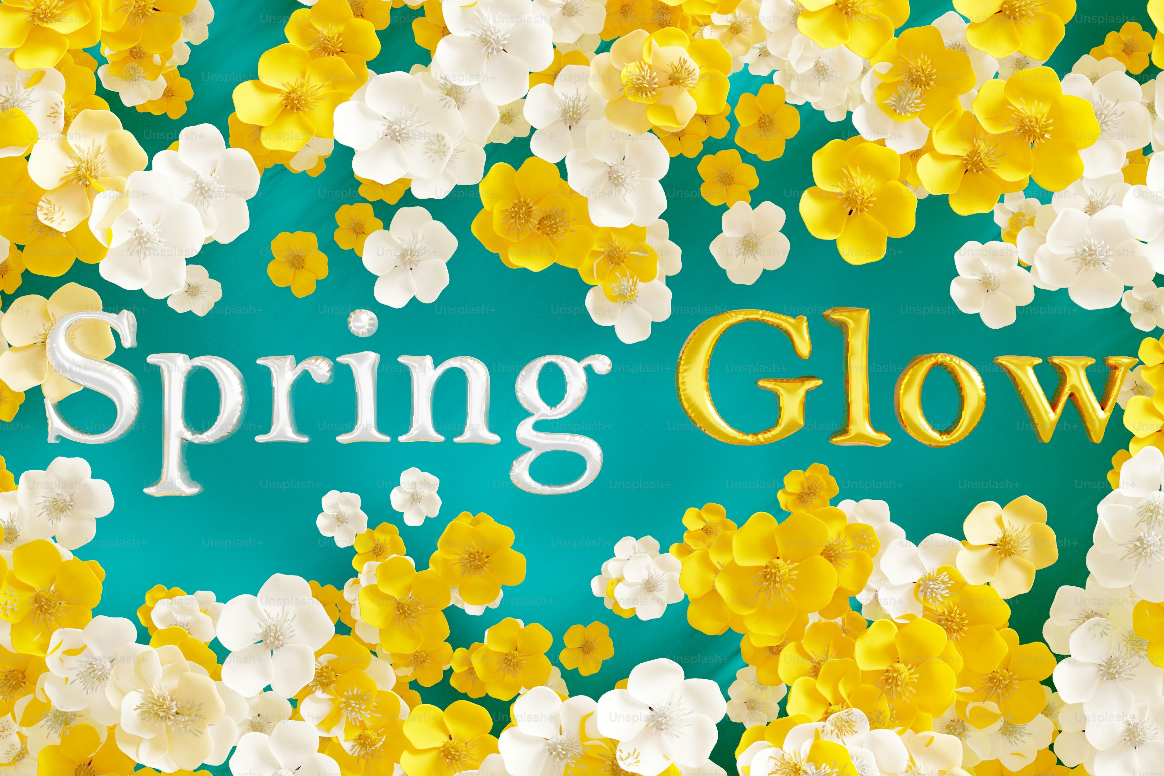Spring glow surrounded by yellow and white flowers