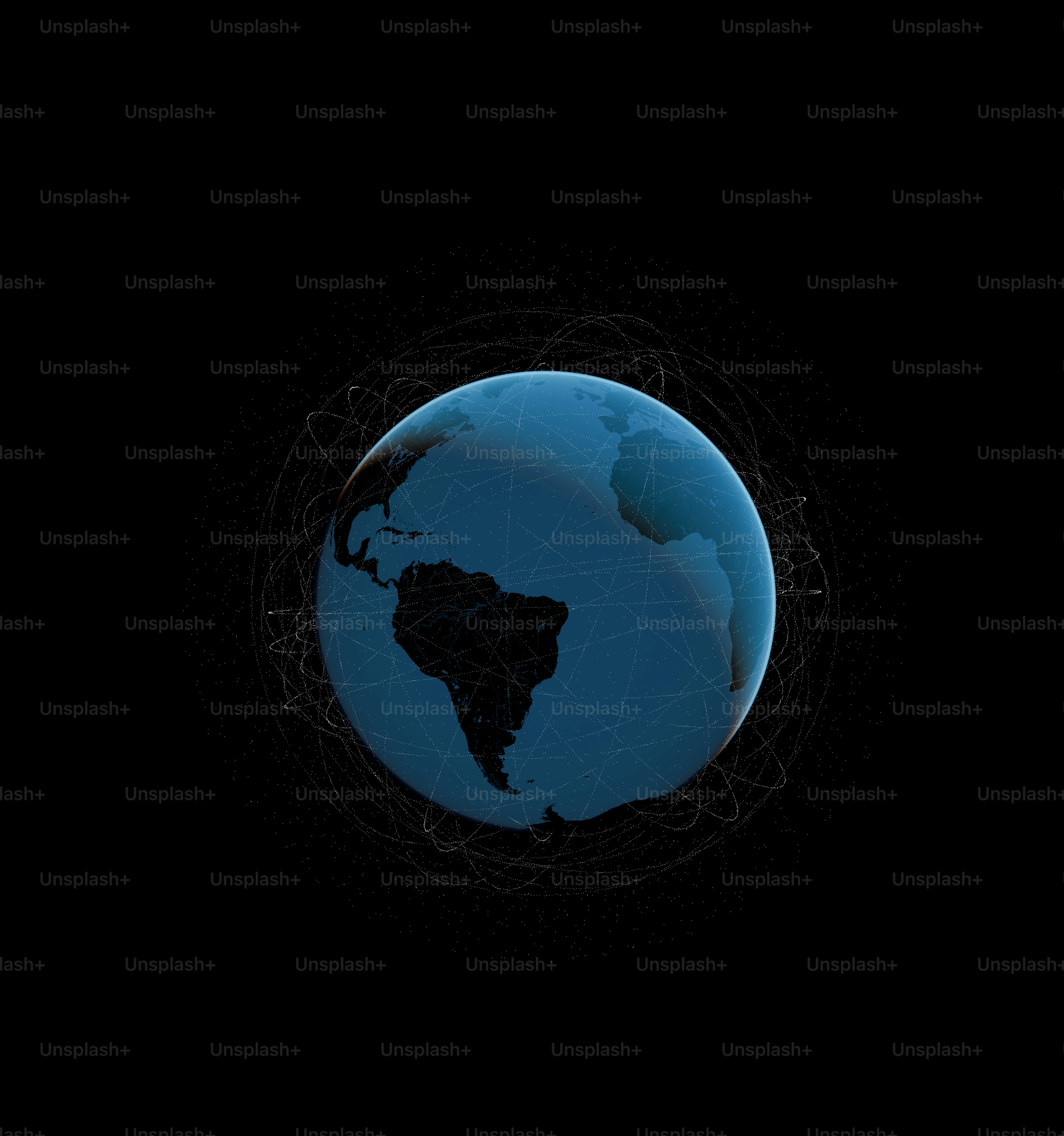 Digital globe with network connections on black background