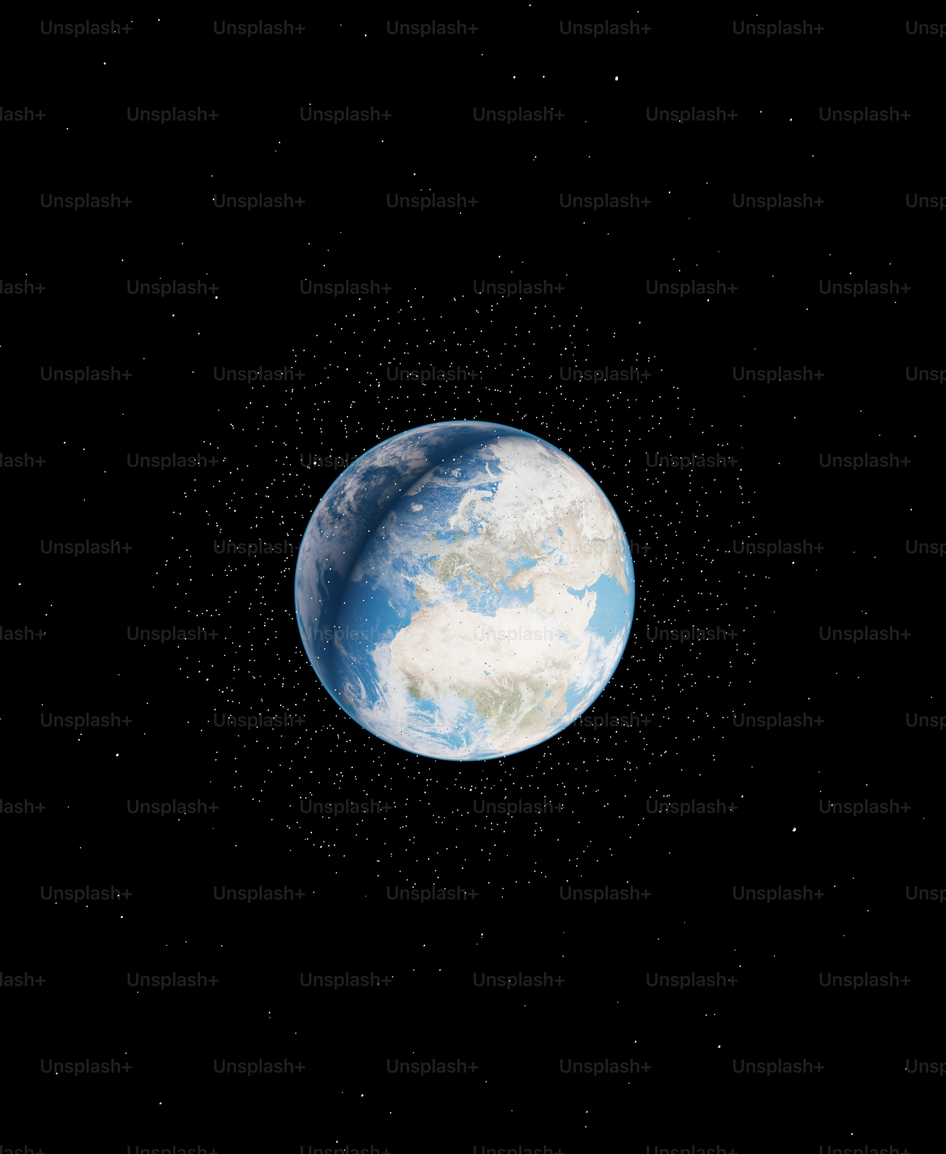Earth surrounded by a ring of space debris