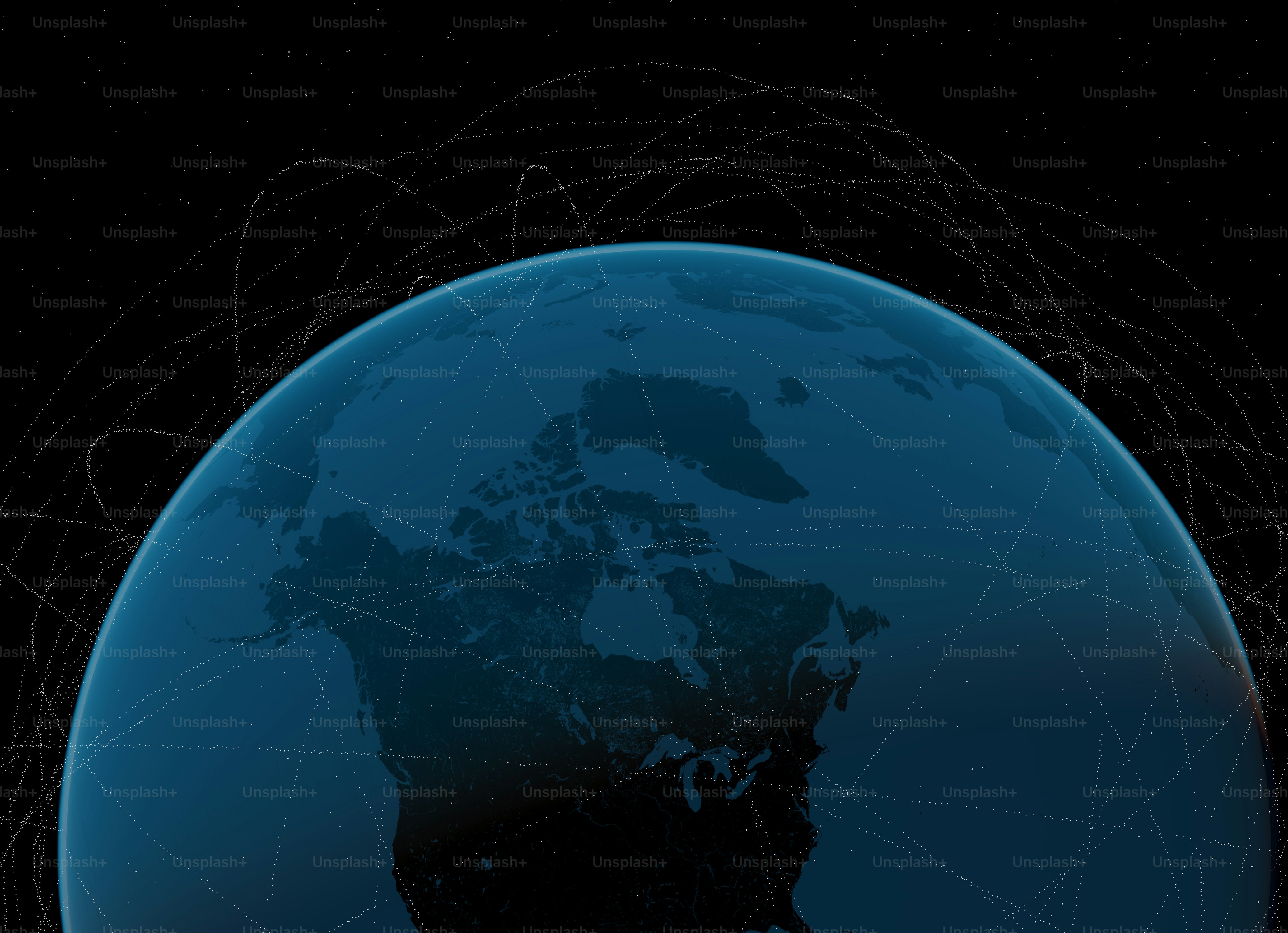 Global network connections orbiting planet earth