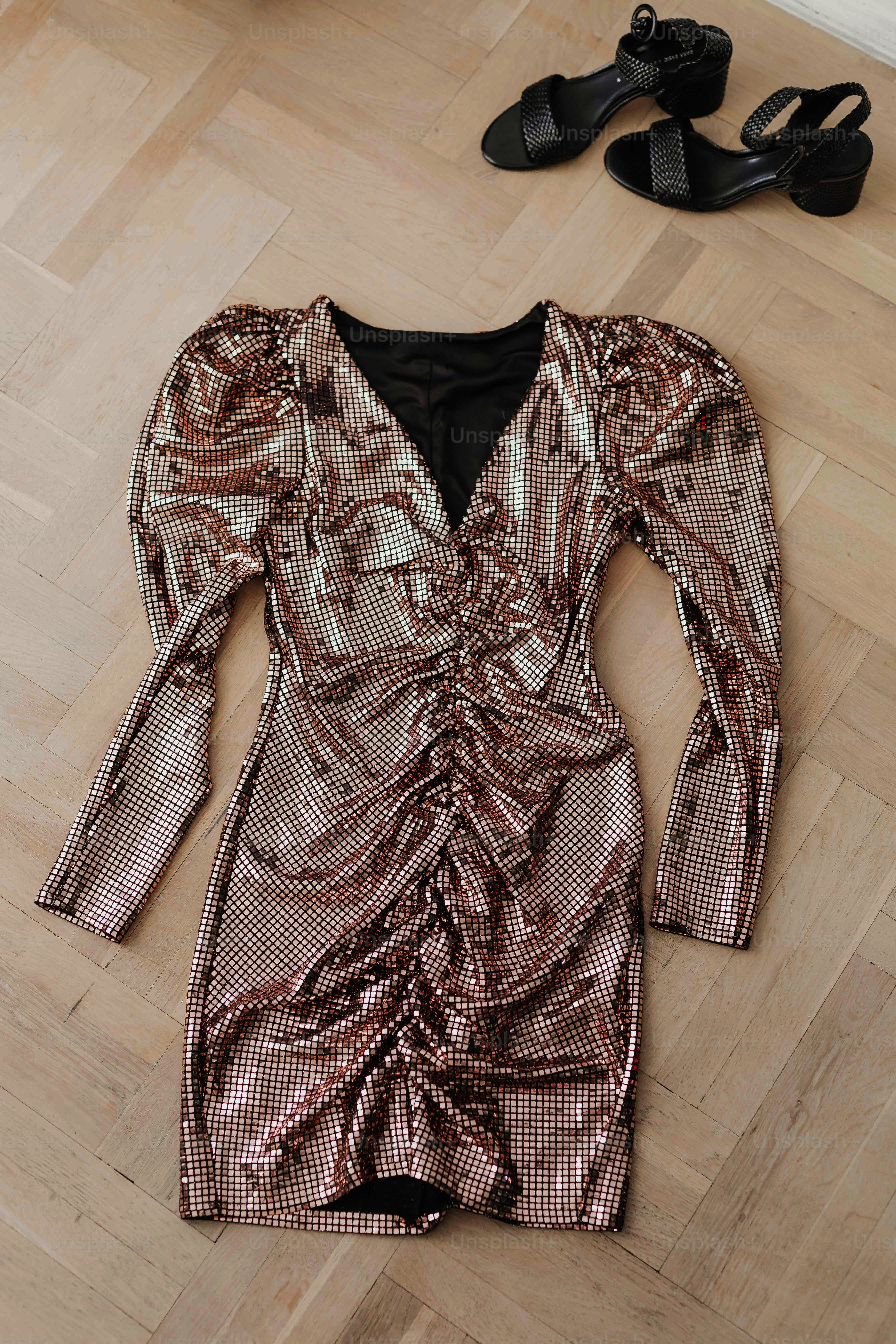 rose gold dress with black heels Sparkling ruched mini category:special_occasion/new_years