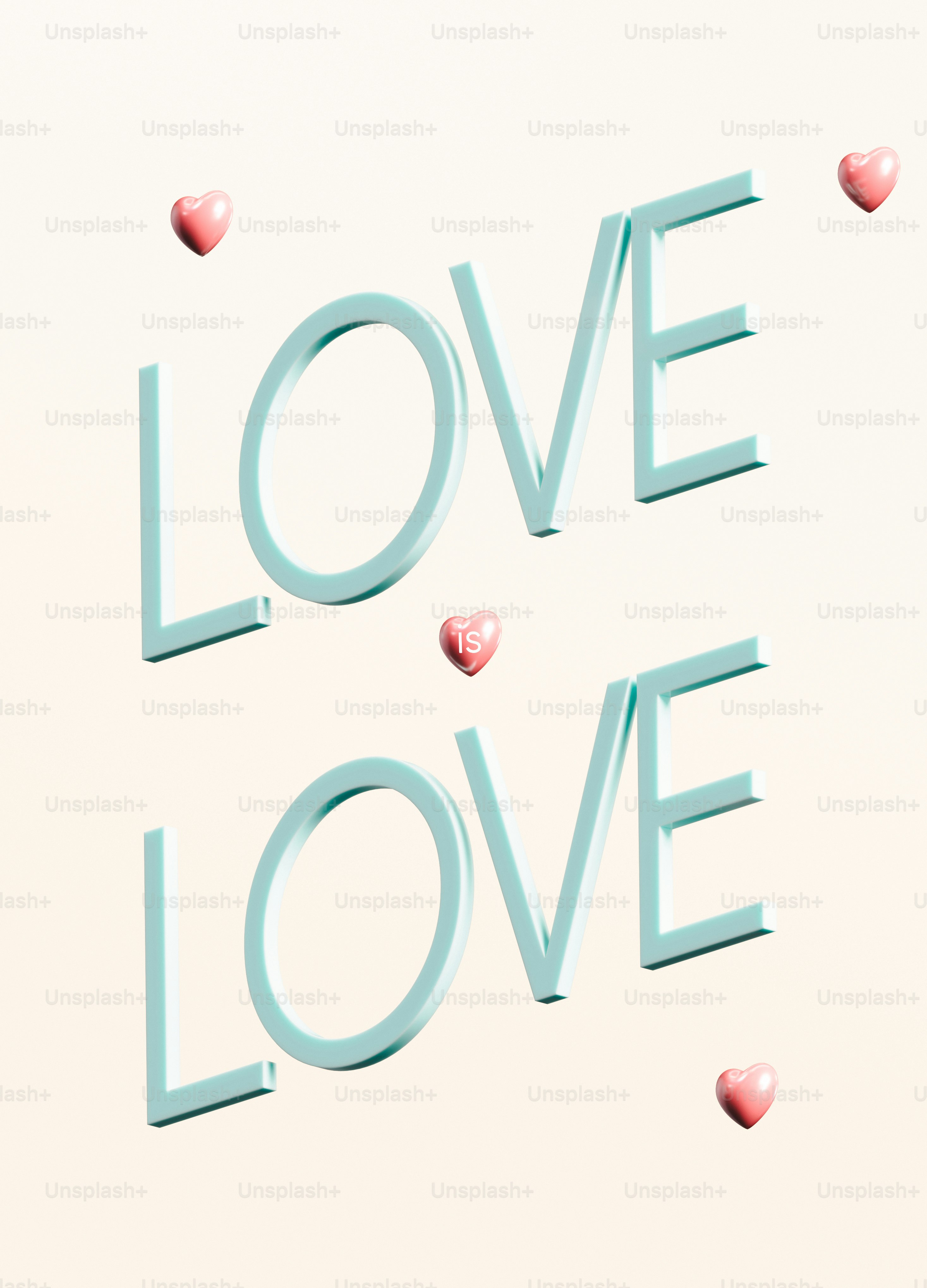 薄い背景にピンクのハートが入った「love」二語