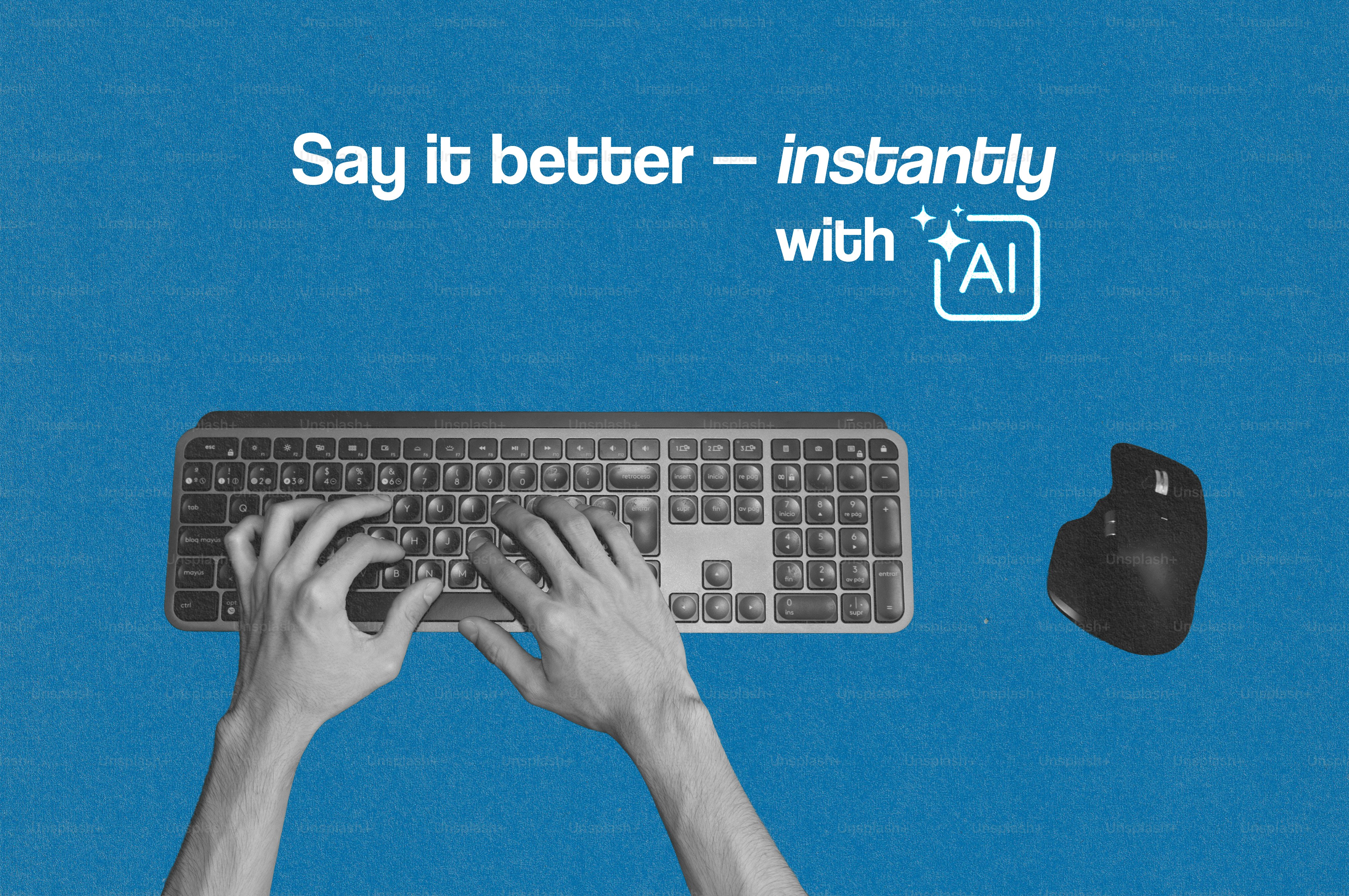 Manos tecleando en un teclado junto a un ratón.