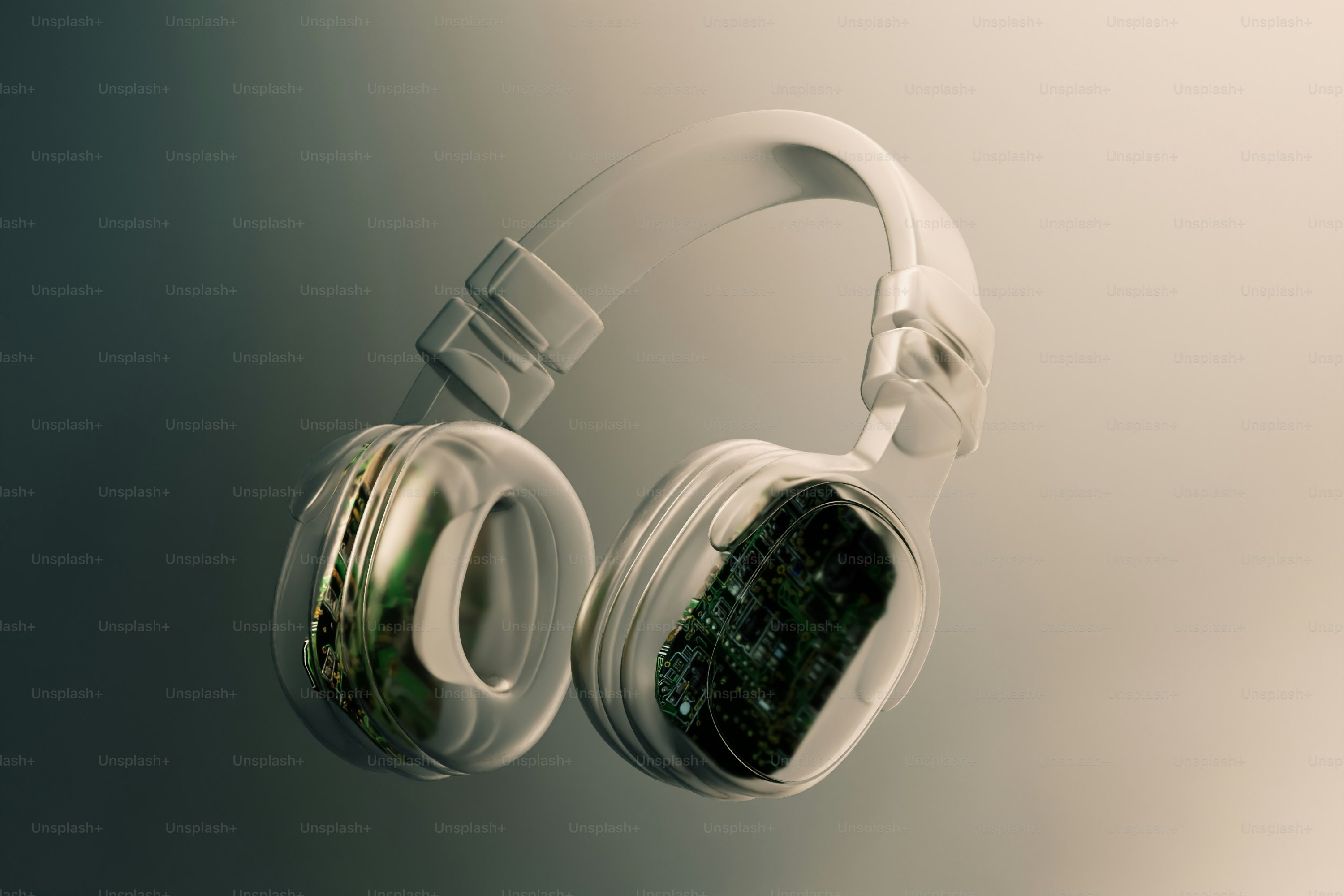 Fones de ouvido transparentes com placa de circuito interna