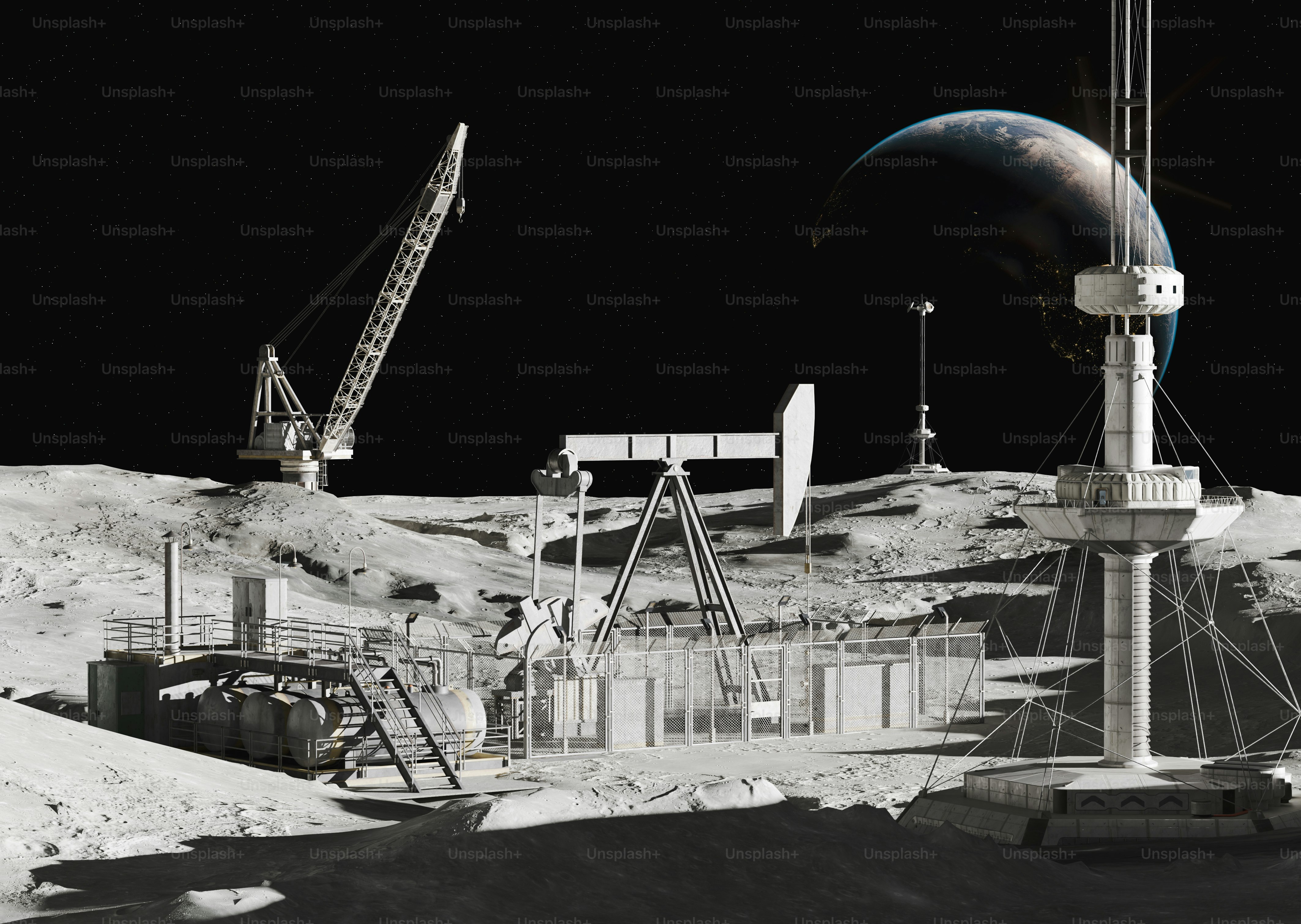 Moon base with oil pump and crane photo – Technology Image on Unsplash