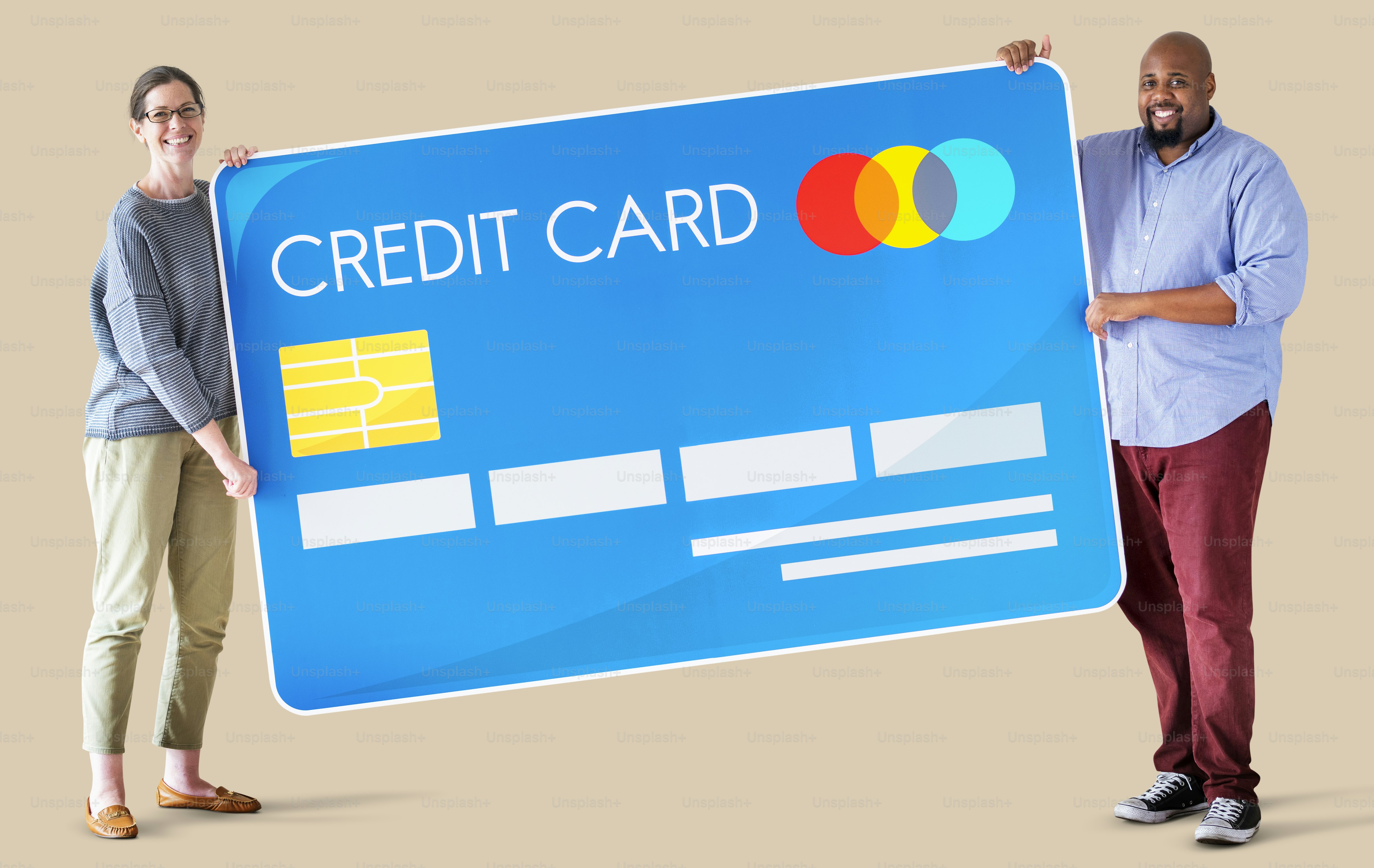 People holding a credit card 