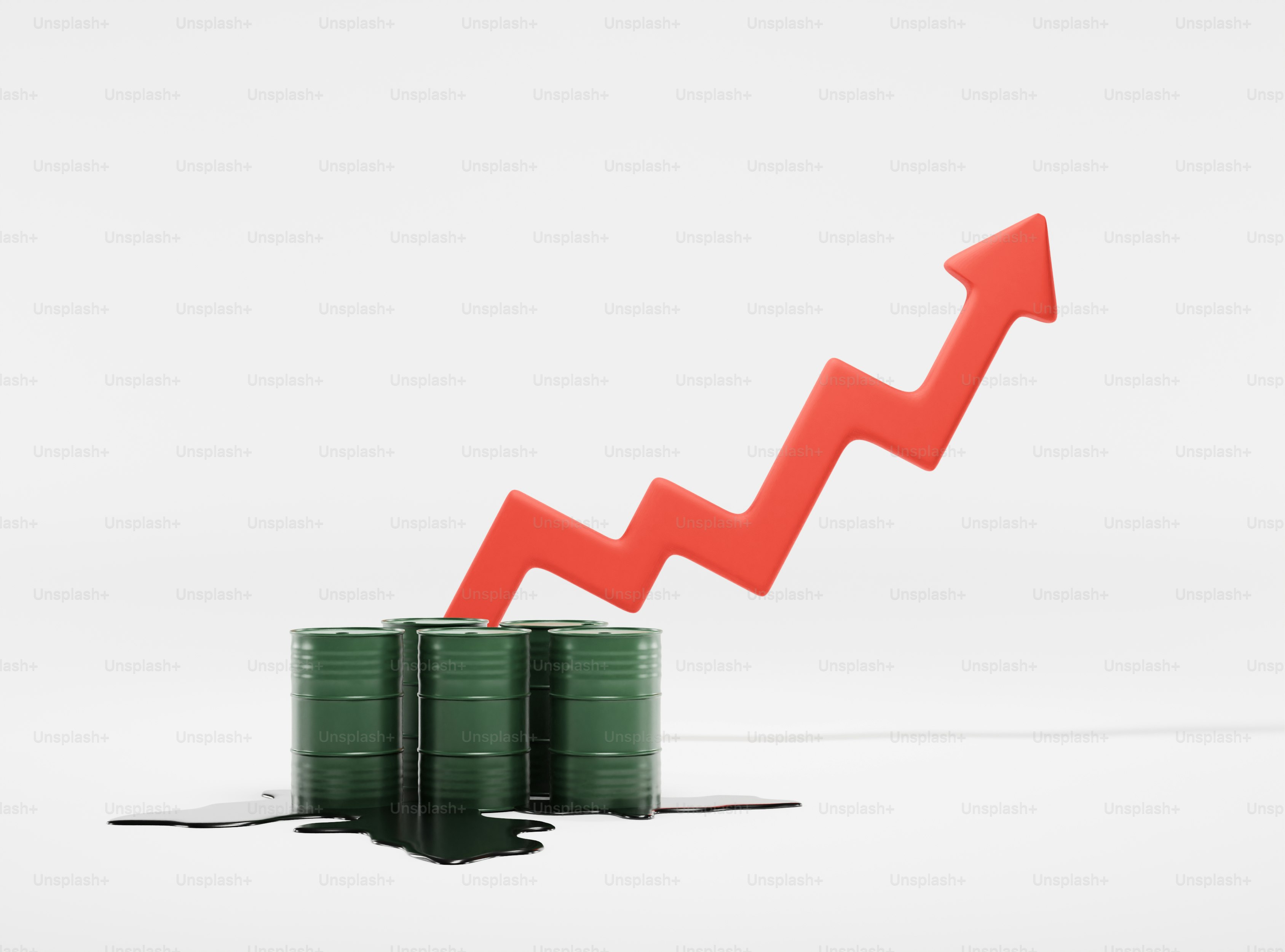 Oil barrels with rising graph indicating chart