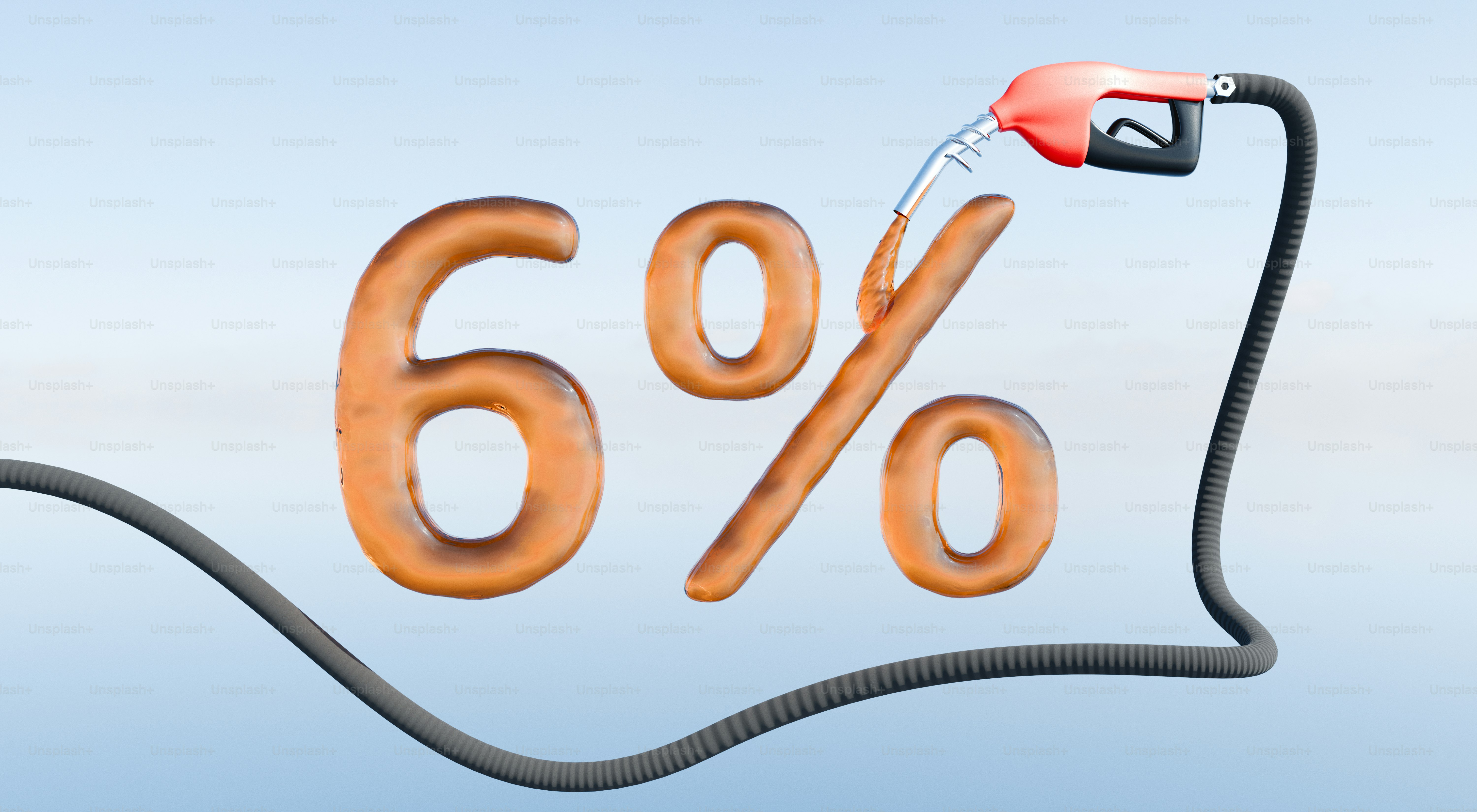 Nosel pompa bensin mengisi tanda "6%"