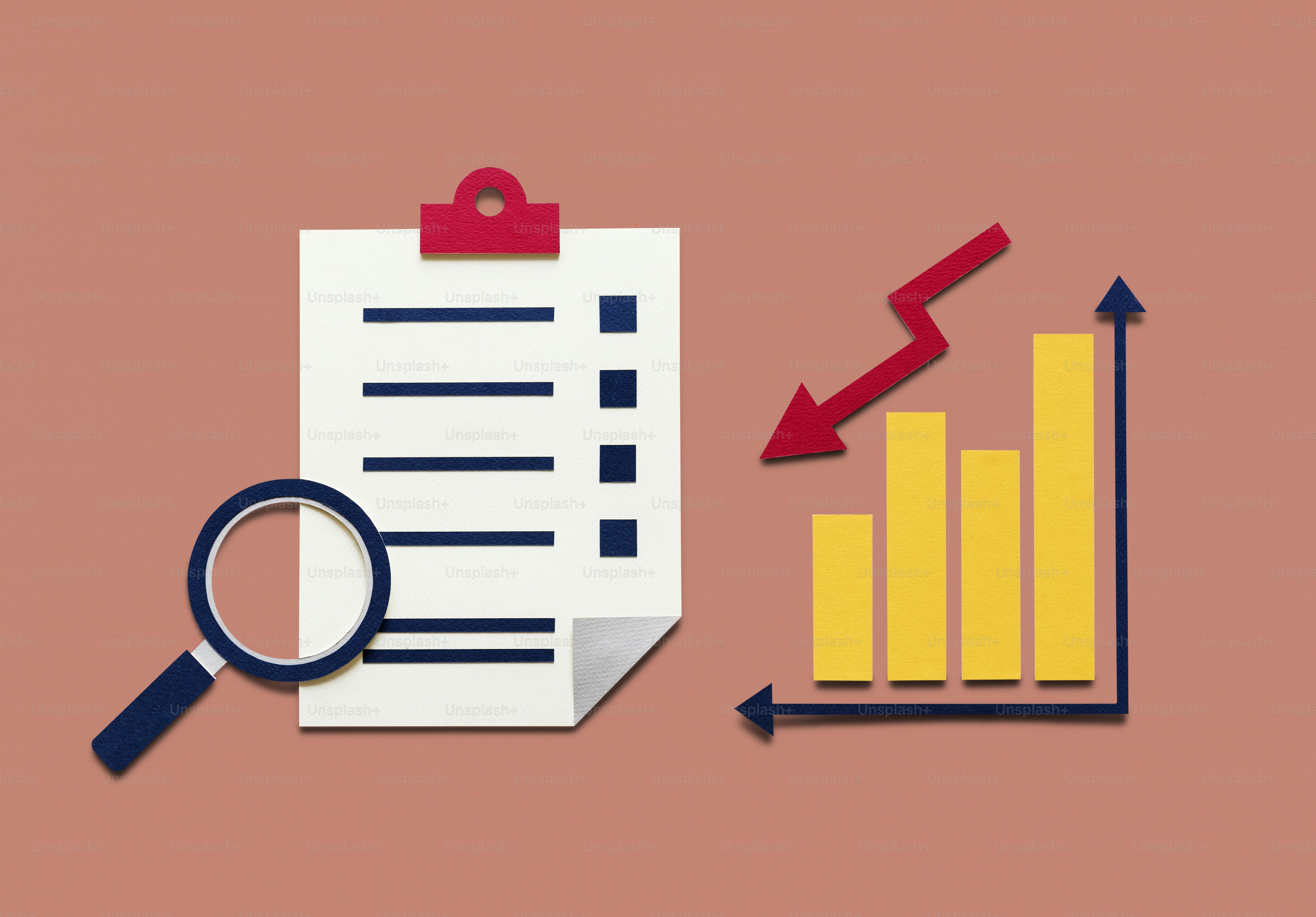 Flat lay of data investigation paper craft