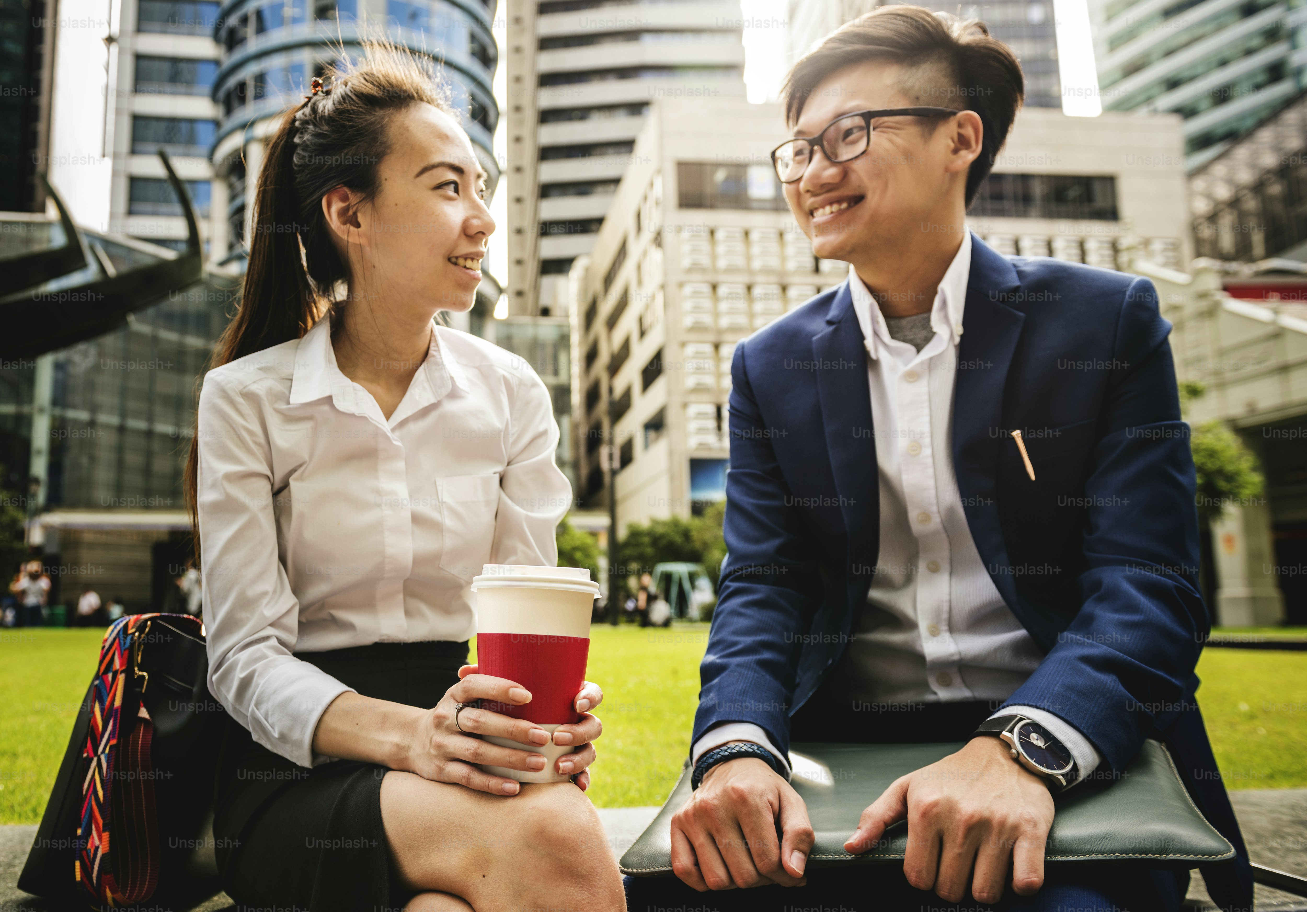 Asian business people having a break time