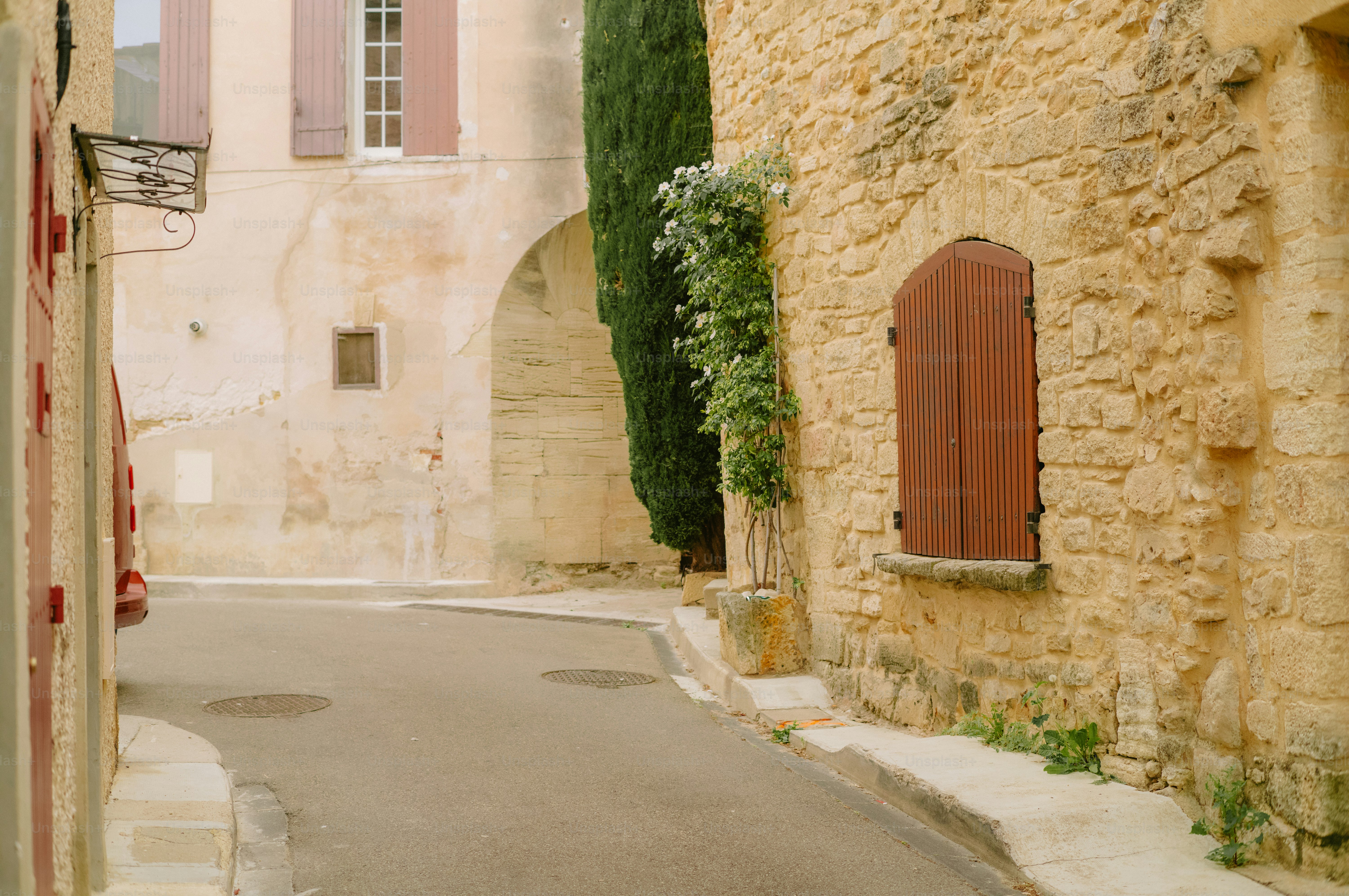 Narrow cobblestone street in a european village