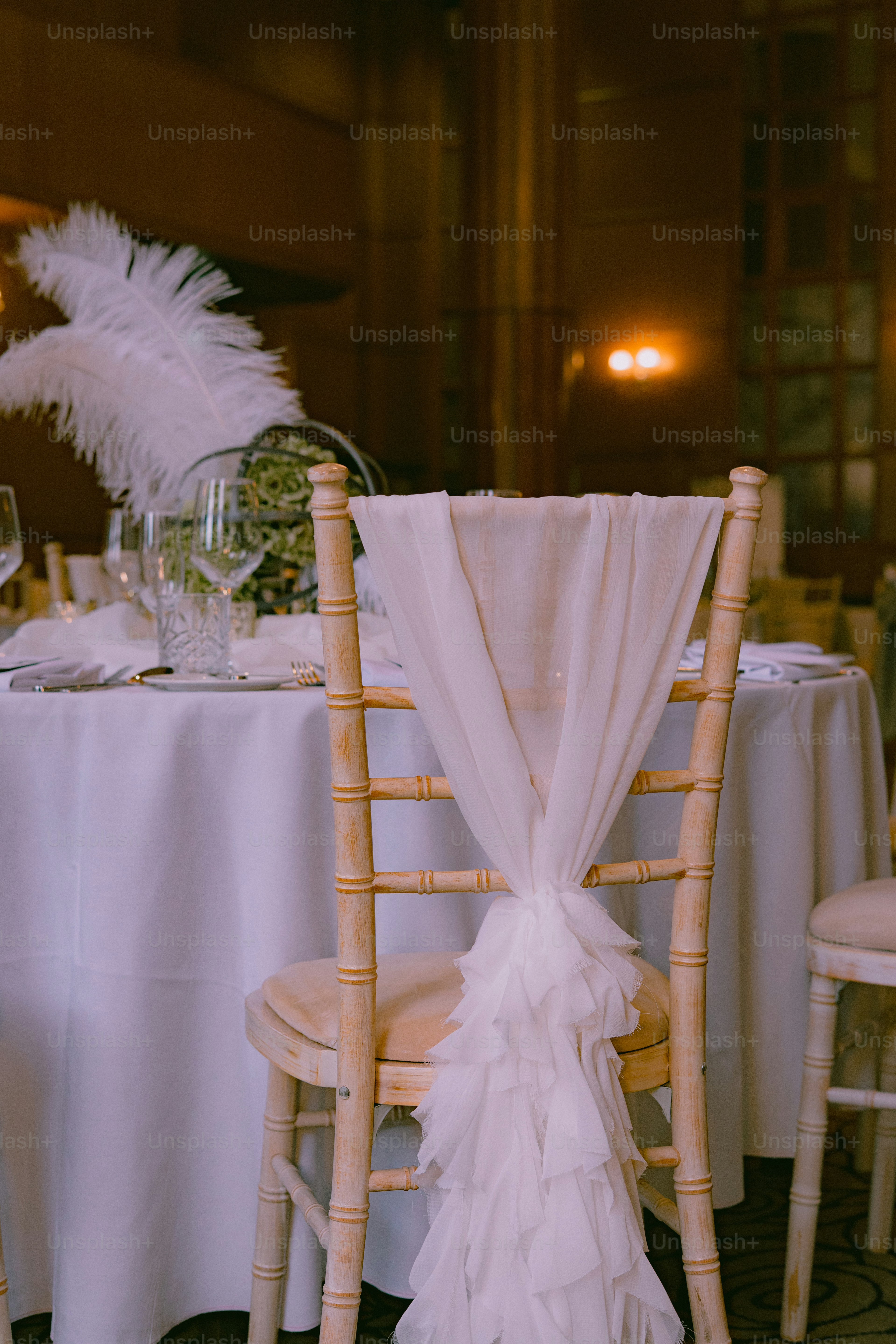 A decorated chair at a formal event