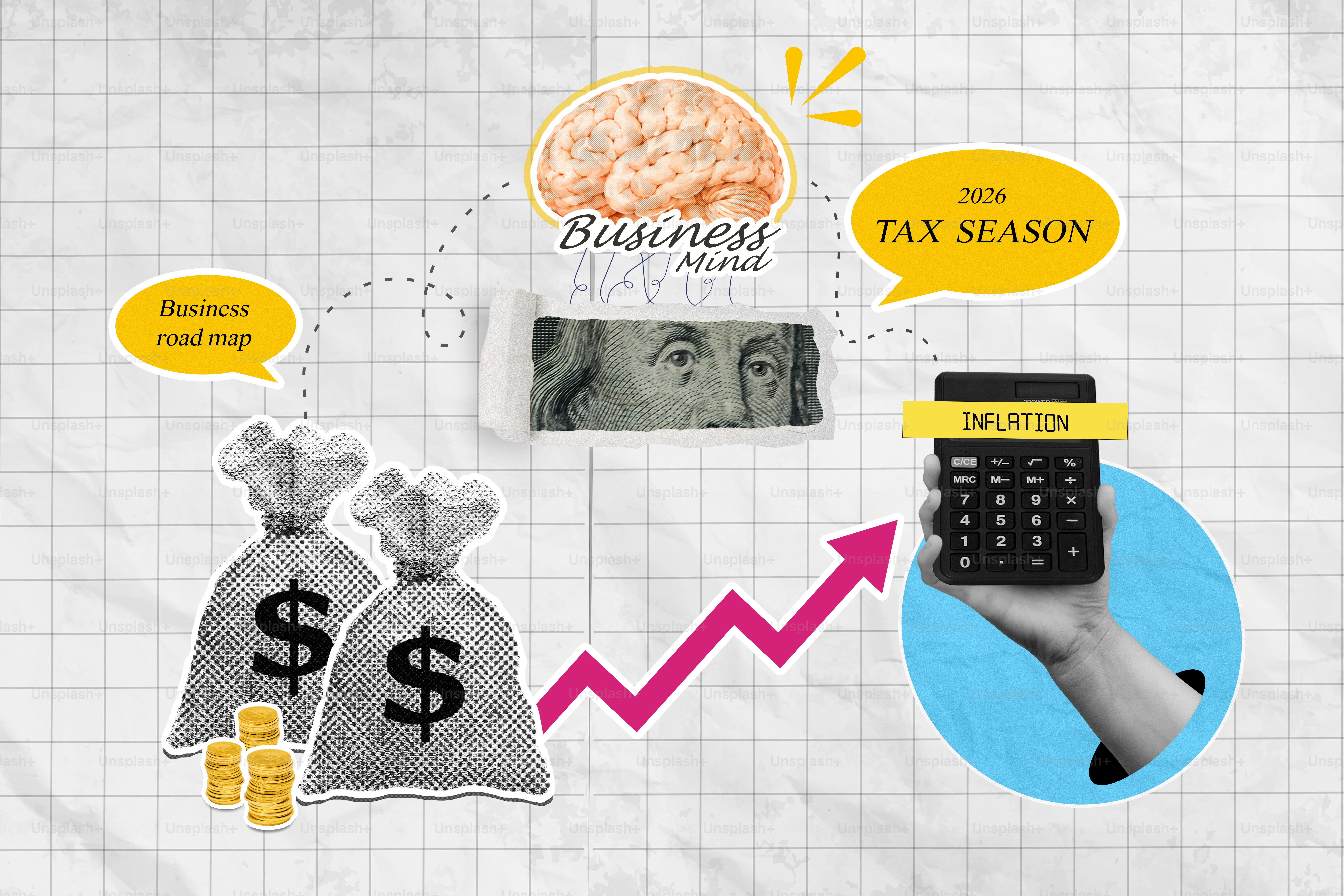 Business mind, tax season, money, and calculator concept of calculator ...