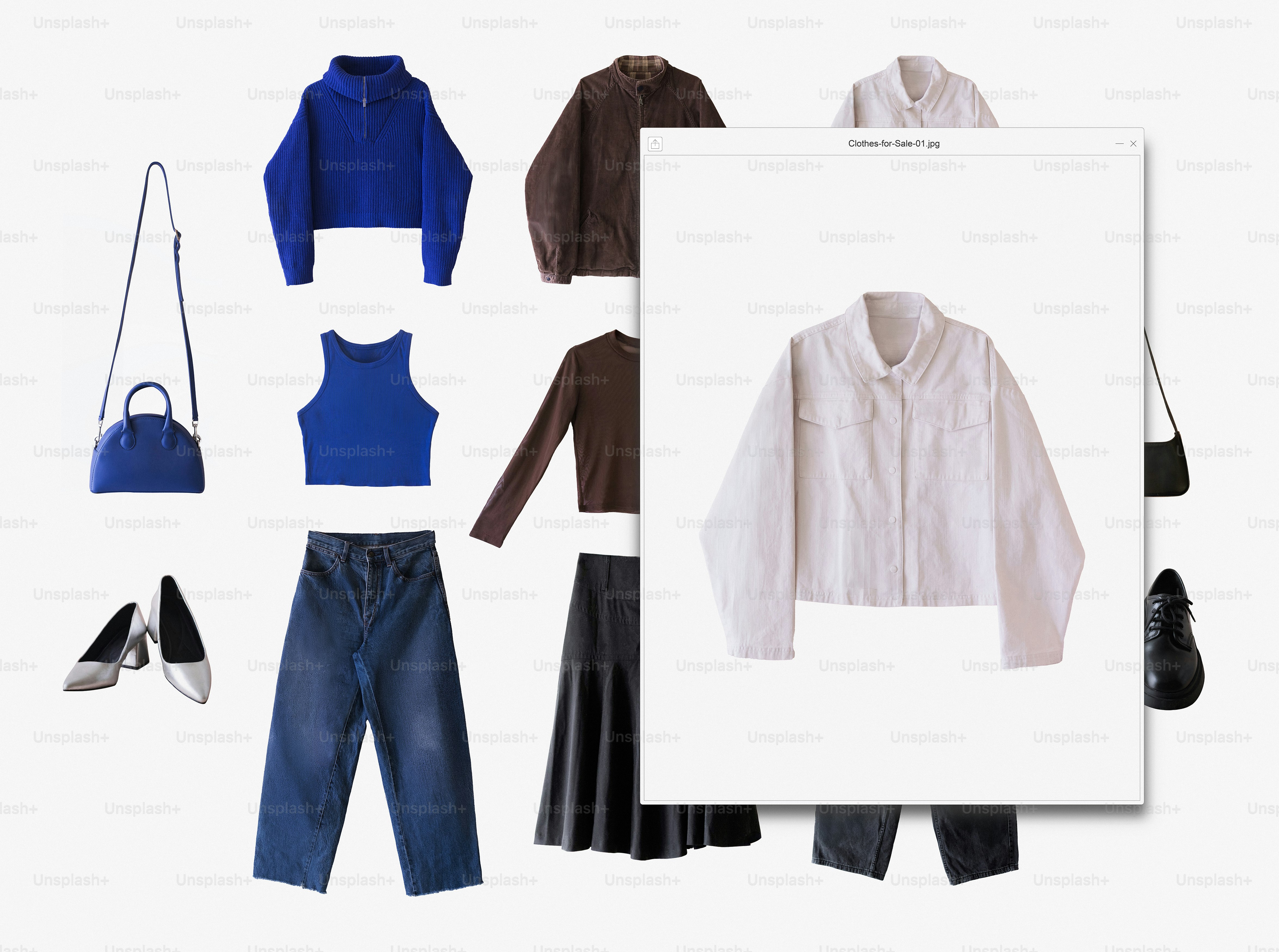 Conjunto plano de ropa y accesorios con estilo
