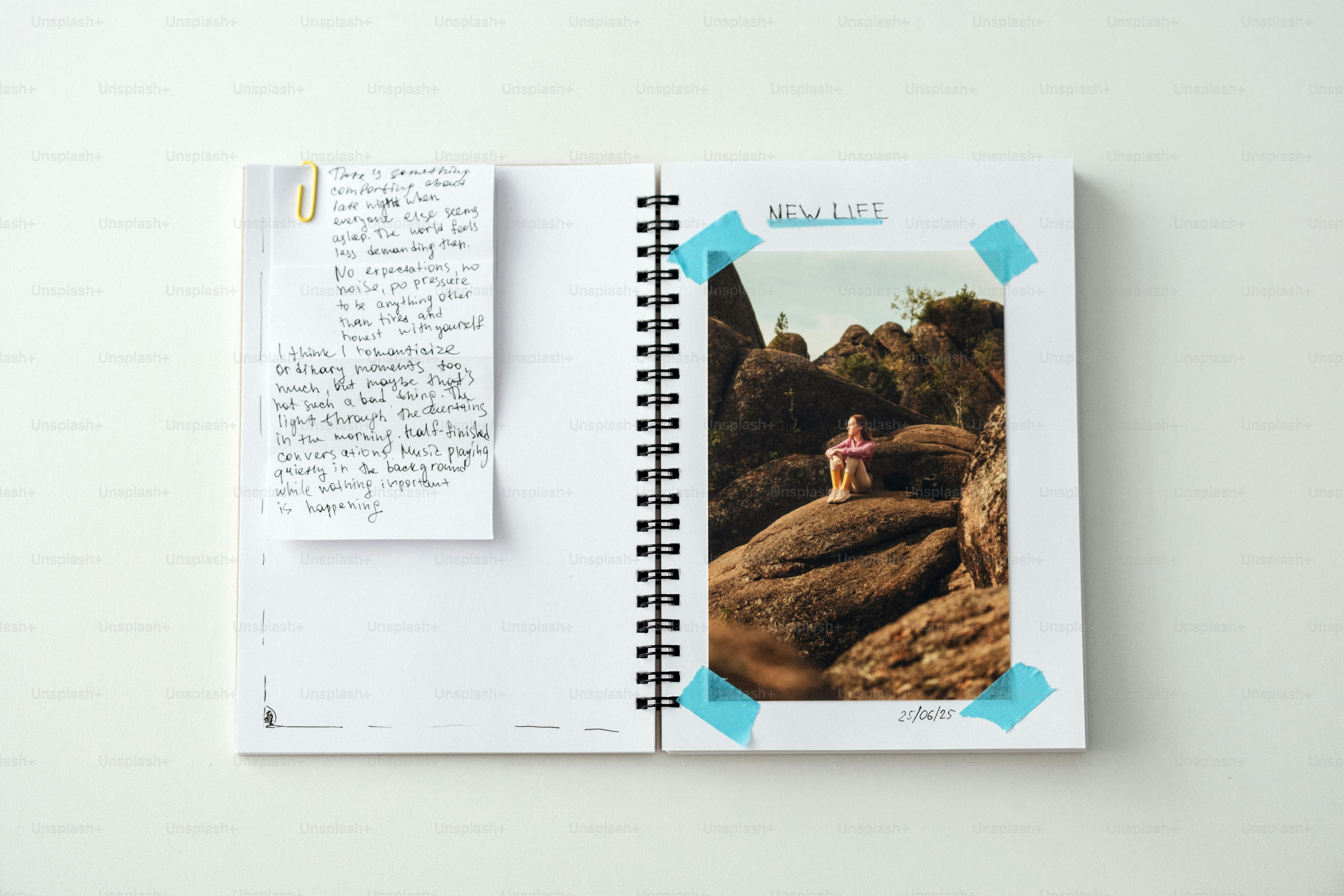 Open notebook with handwritten notes and a photo photo – Inspiration ...
