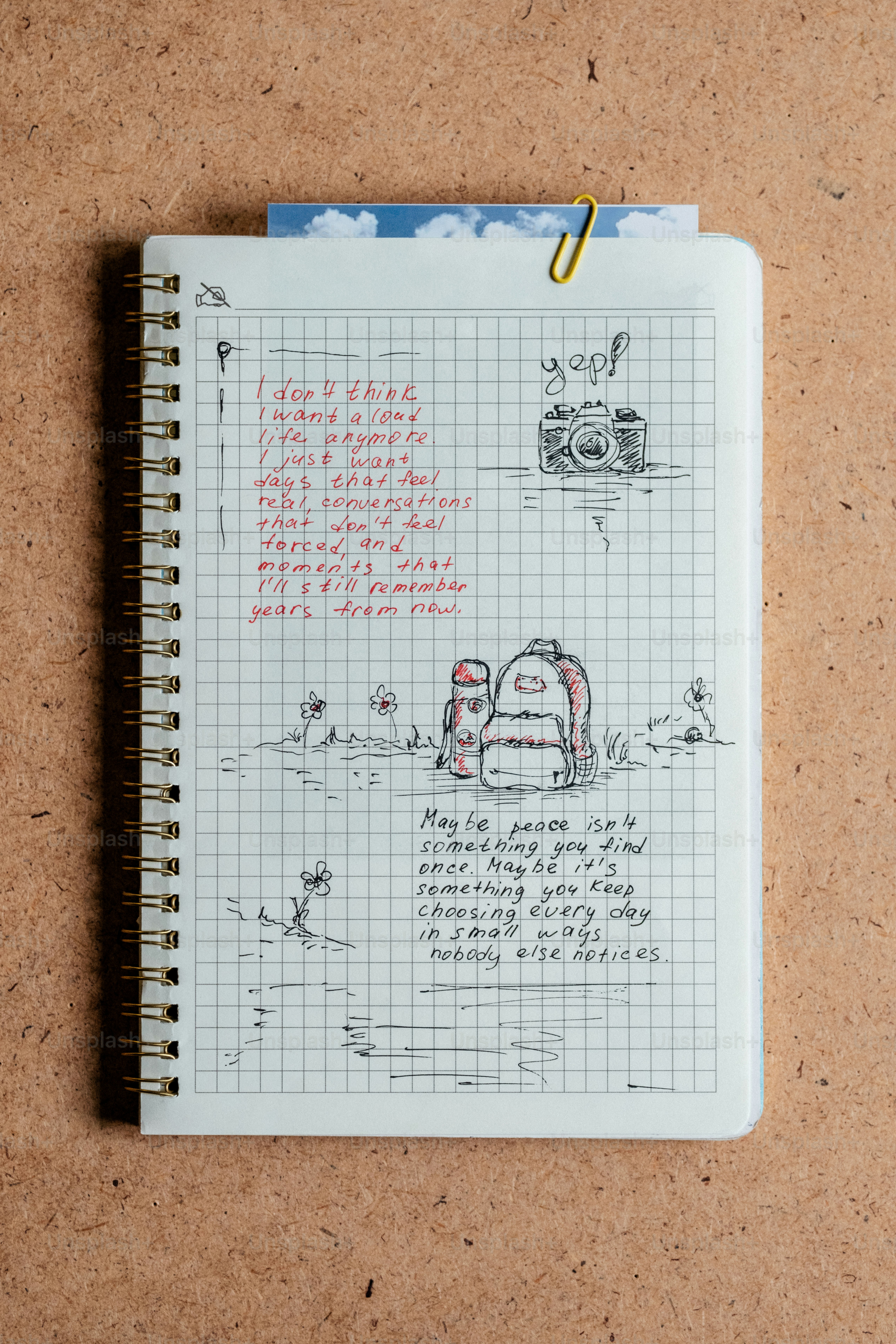 Open notebook with handwritten notes and a photo photo – Inspiration ...