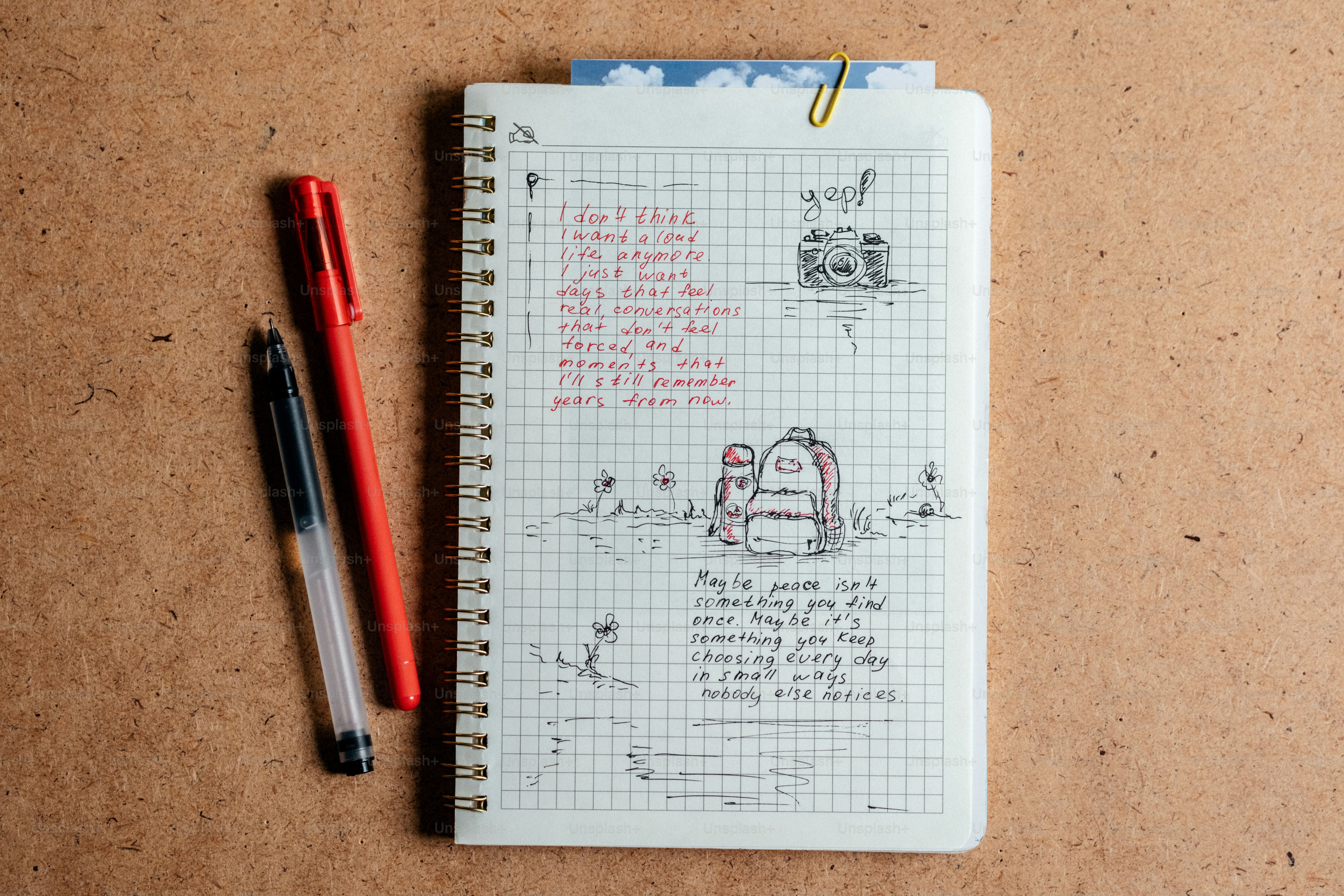 Open notebook with handwritten notes and a photo photo – Inspiration ...